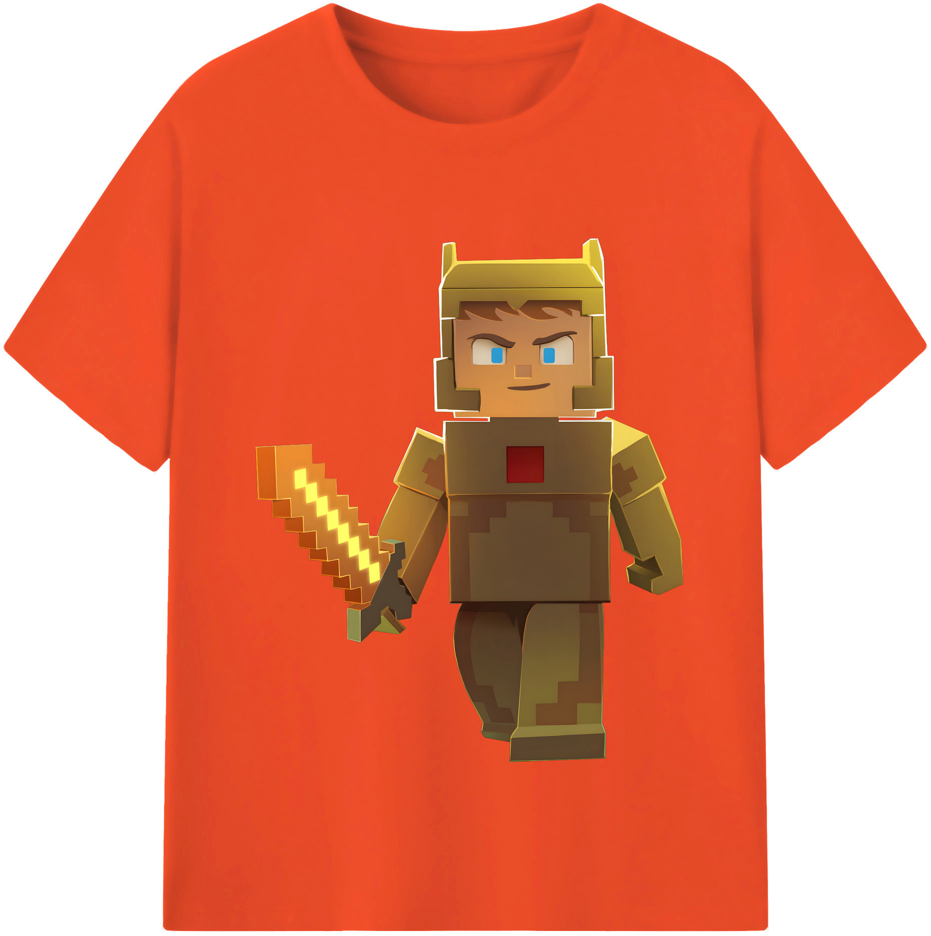 （画像用） マインクラフト ブロックの世界 Minecraft MC Block world 綿100％半袖Tシャツ（フロントプリント）