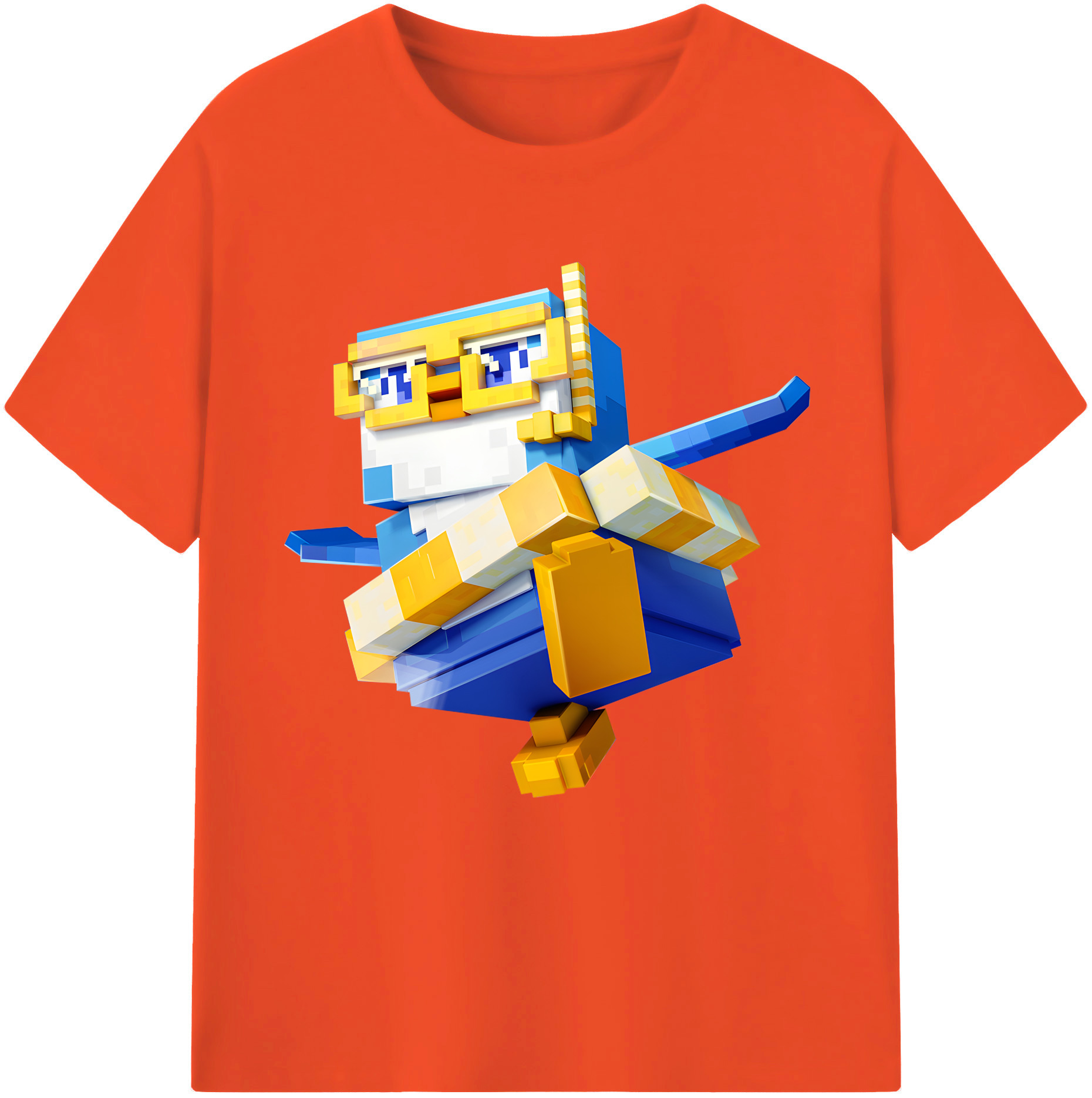 （画像用） マインクラフト ブロックの世界 Minecraft MC Block world 綿100％半袖Tシャツ（フロントプリント）