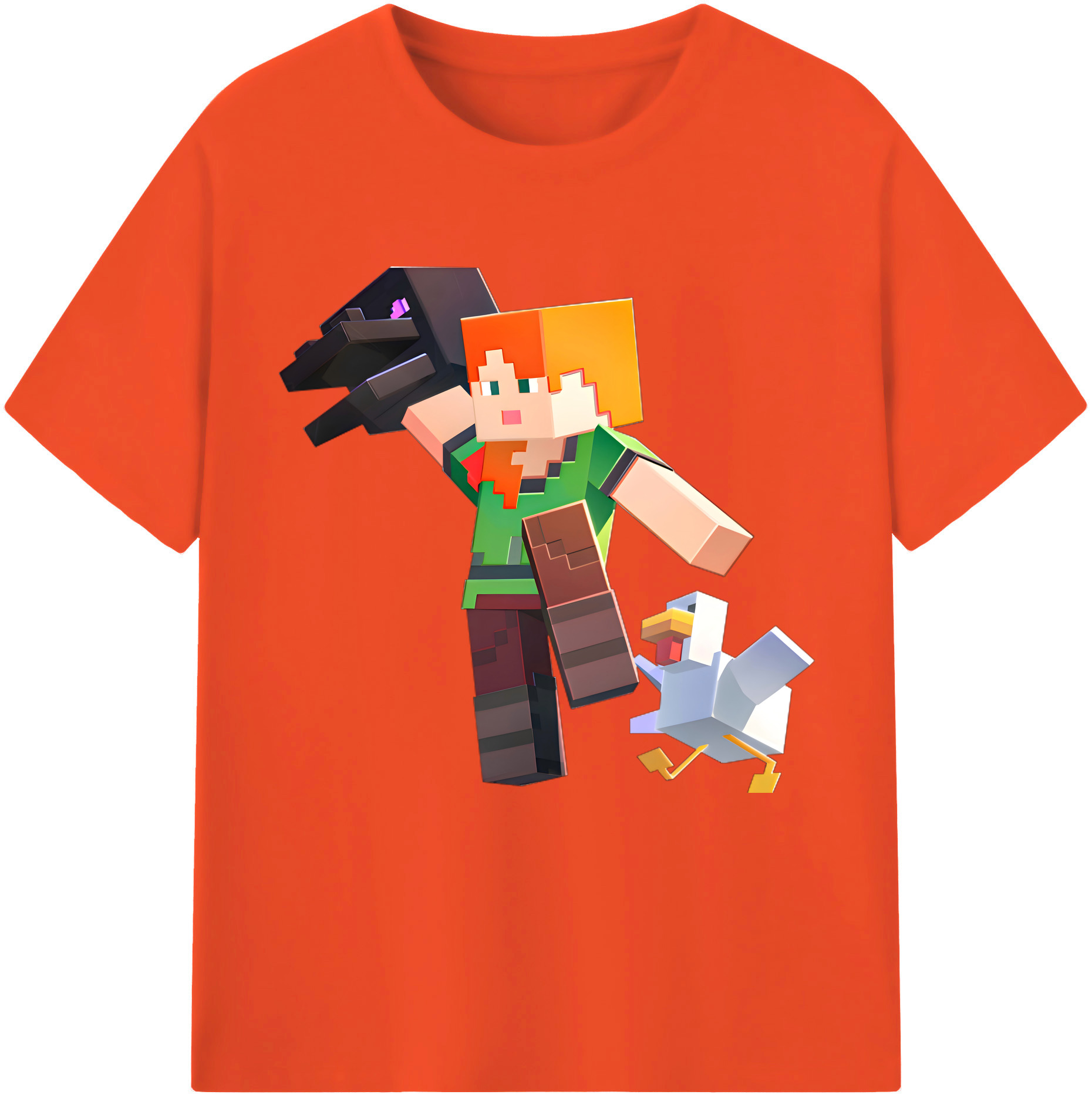 （画像用） マインクラフト ブロックの世界 Minecraft MC Block world 綿100％半袖Tシャツ（フロントプリント）