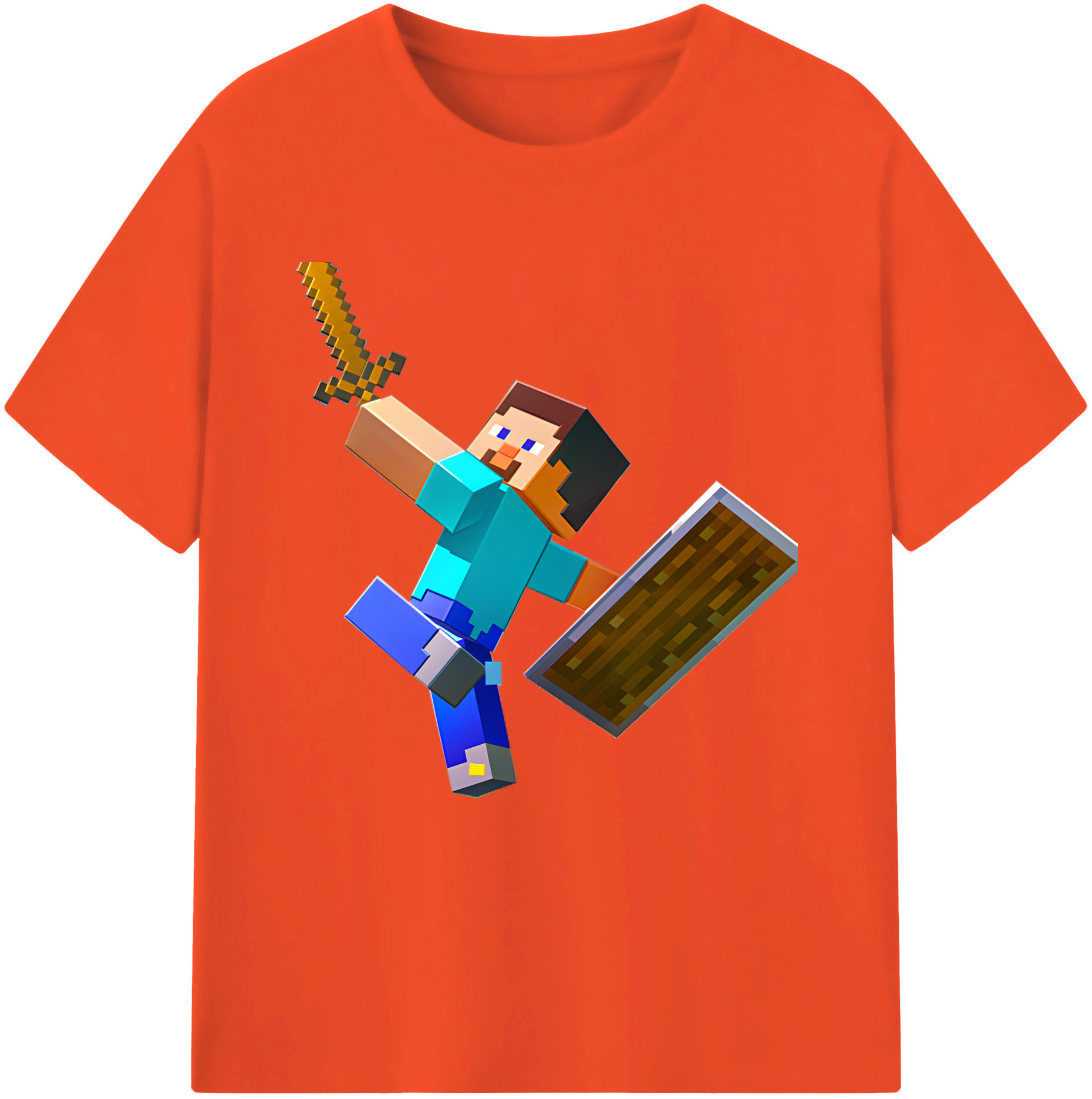 （画像用） マインクラフト ブロックの世界 Minecraft MC Block world 綿100％半袖Tシャツ（フロントプリント）