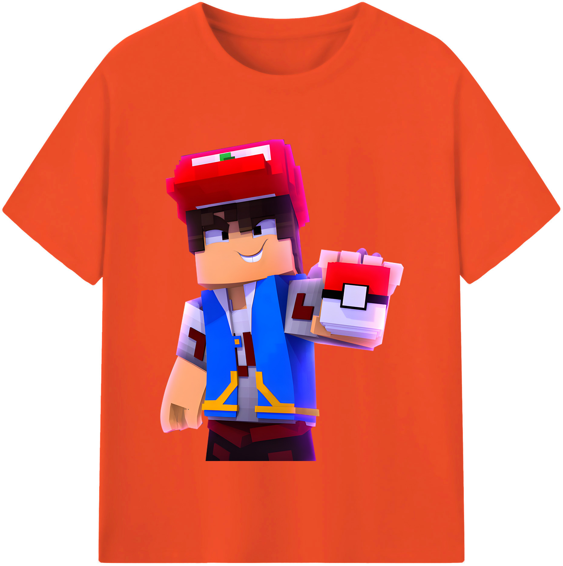 （画像用） マインクラフト ブロックの世界 Minecraft MC Block world 綿100％半袖Tシャツ（フロントプリント）