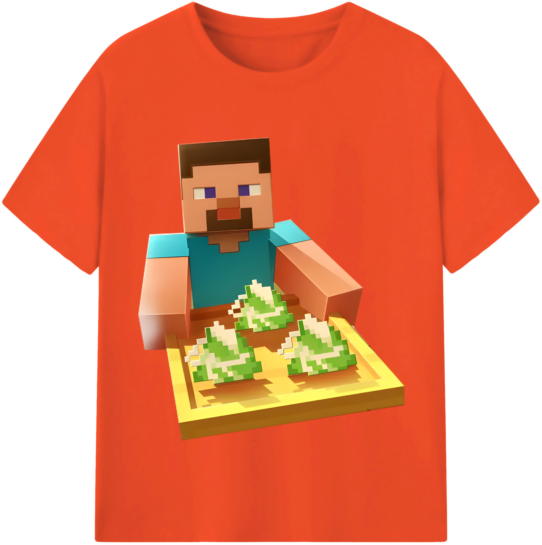 （画像用） マインクラフト ブロックの世界 Minecraft MC Block world 綿100％半袖Tシャツ（フロントプリント）