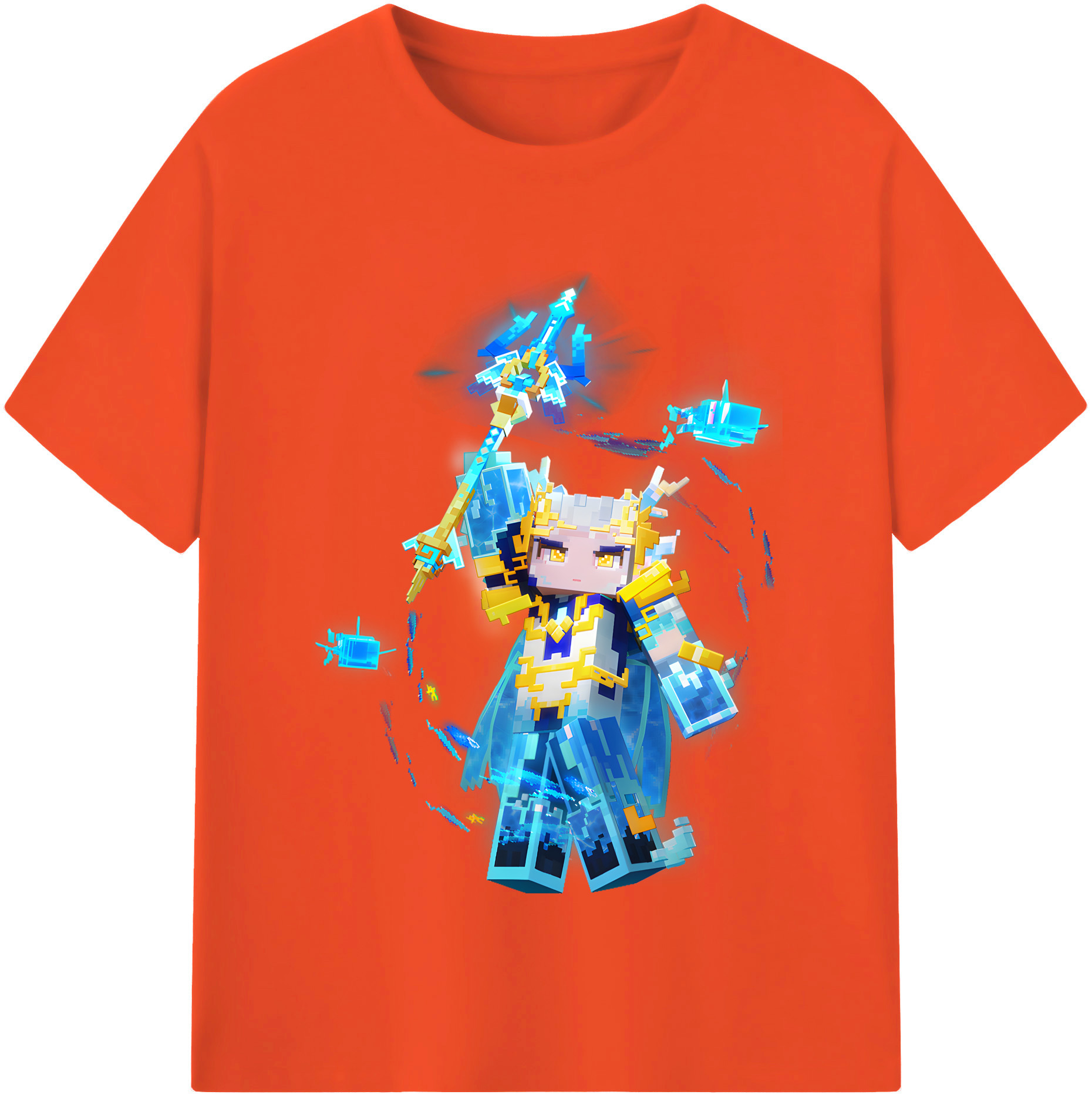 （画像用） マインクラフト ブロックの世界 Minecraft MC Block world 綿100％半袖Tシャツ（フロントプリント）