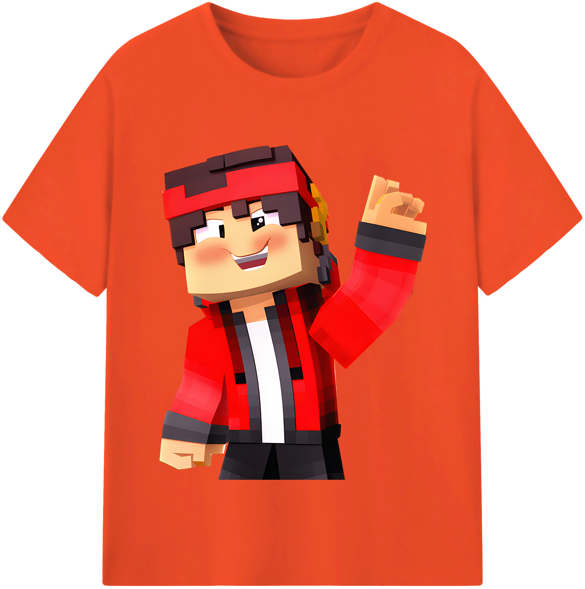 （画像用） マインクラフト ブロックの世界 Minecraft MC Block world 綿100％半袖Tシャツ（フロントプリント）