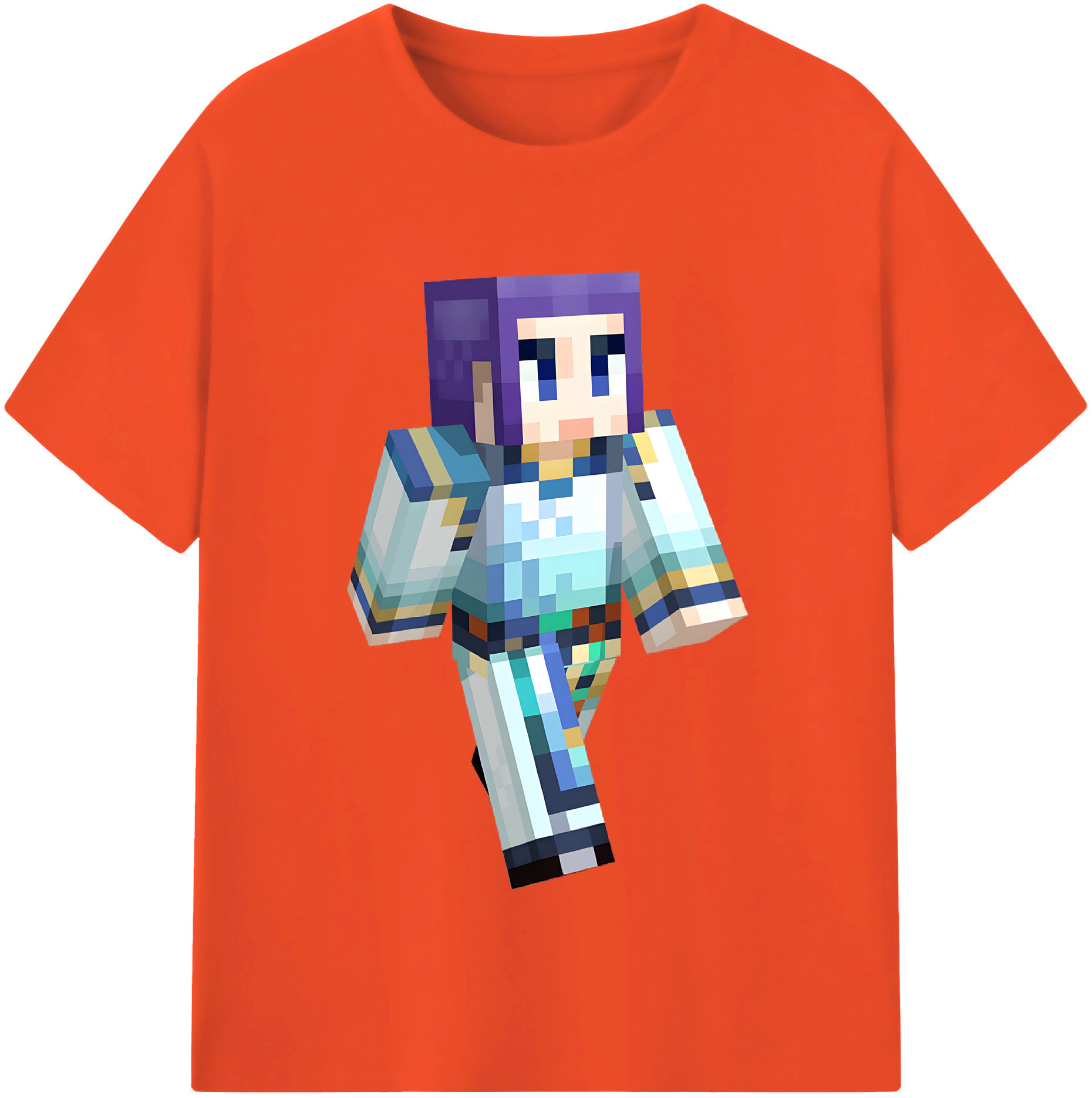 （画像用） マインクラフト ブロックの世界 Minecraft MC Block world 綿100％半袖Tシャツ（フロントプリント）