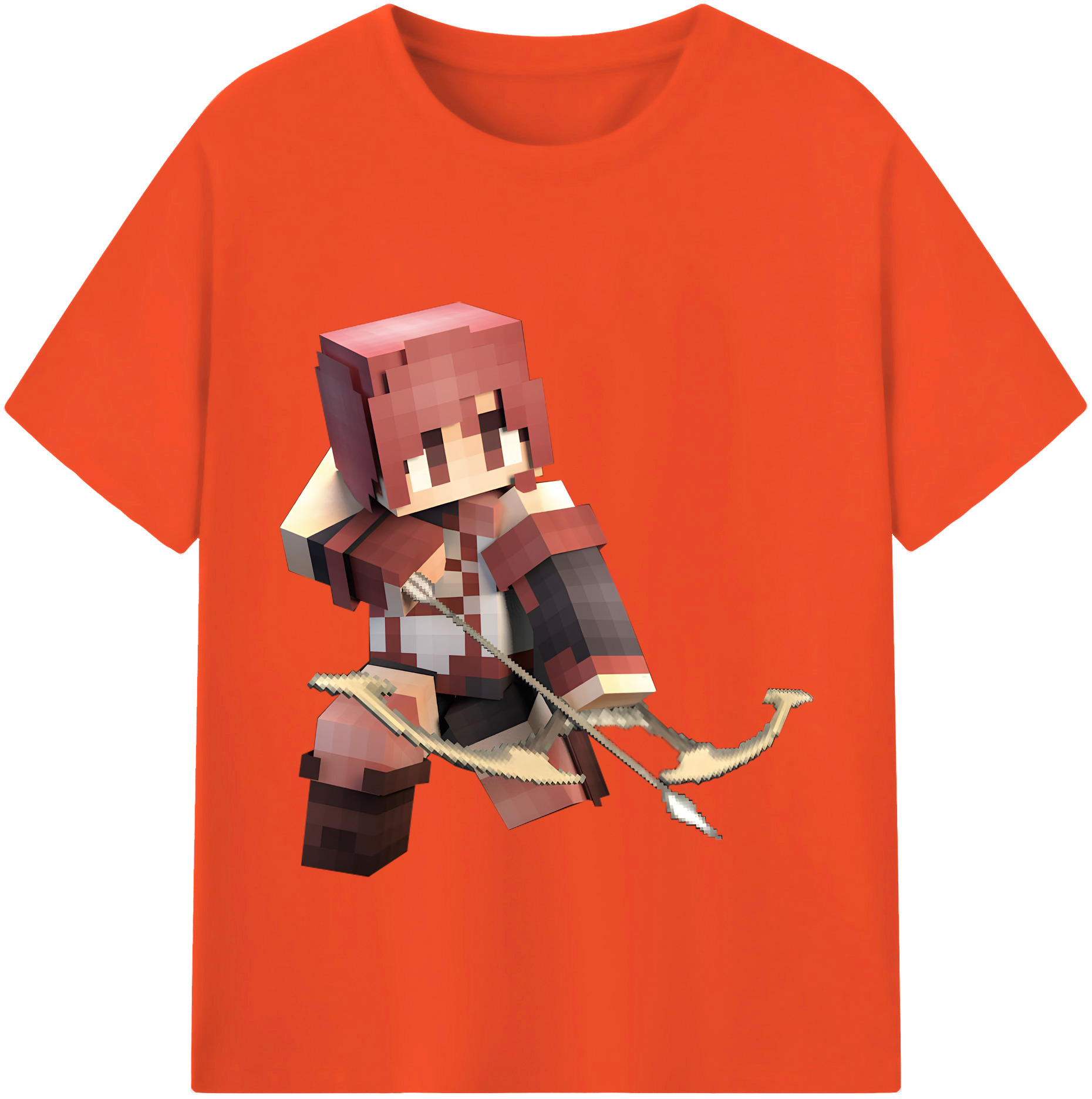 （画像用） マインクラフト ブロックの世界 Minecraft MC Block world 綿100％半袖Tシャツ（フロントプリント）