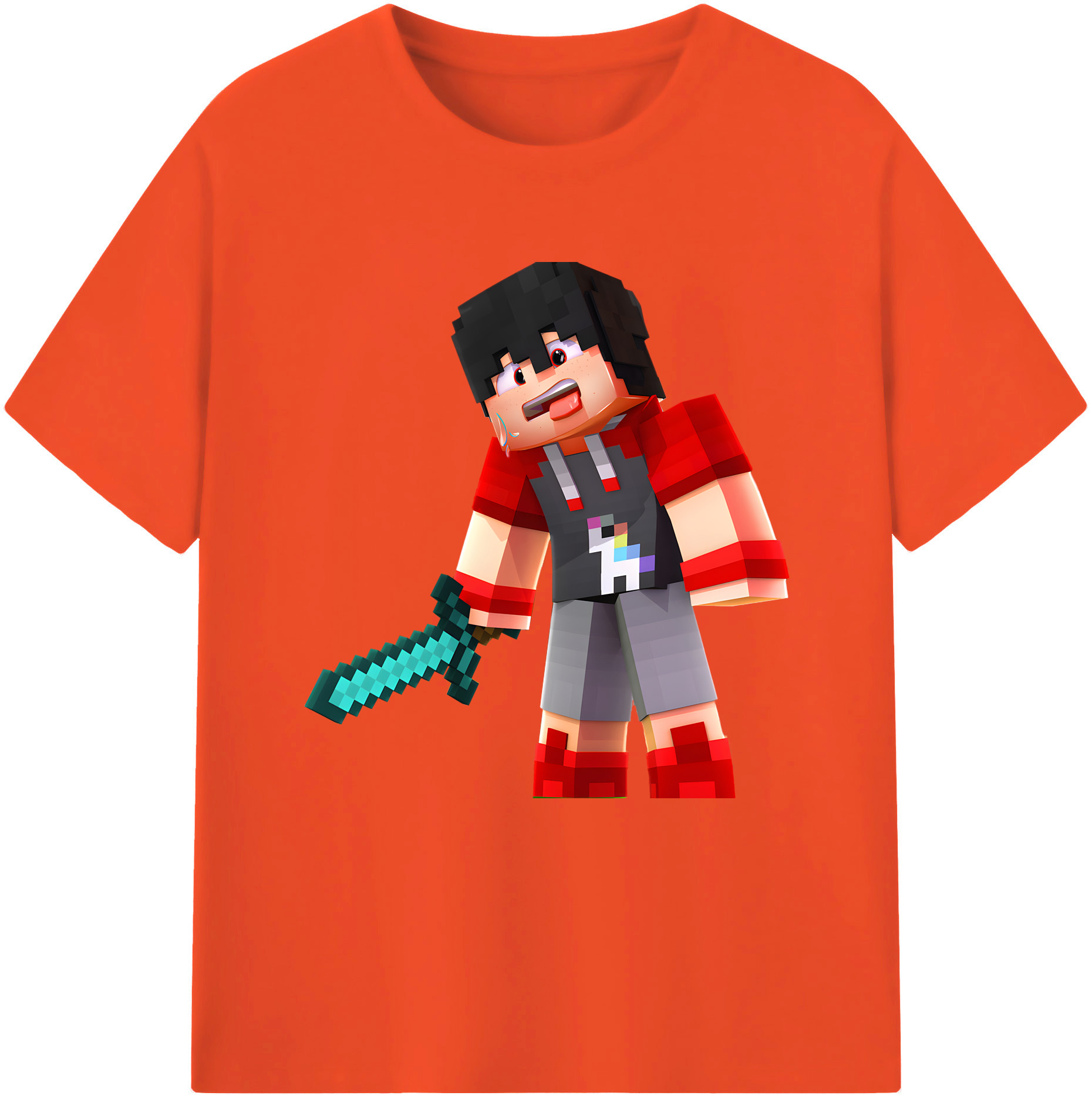 （画像用） マインクラフト ブロックの世界 Minecraft MC Block world 綿100％半袖Tシャツ（フロントプリント）