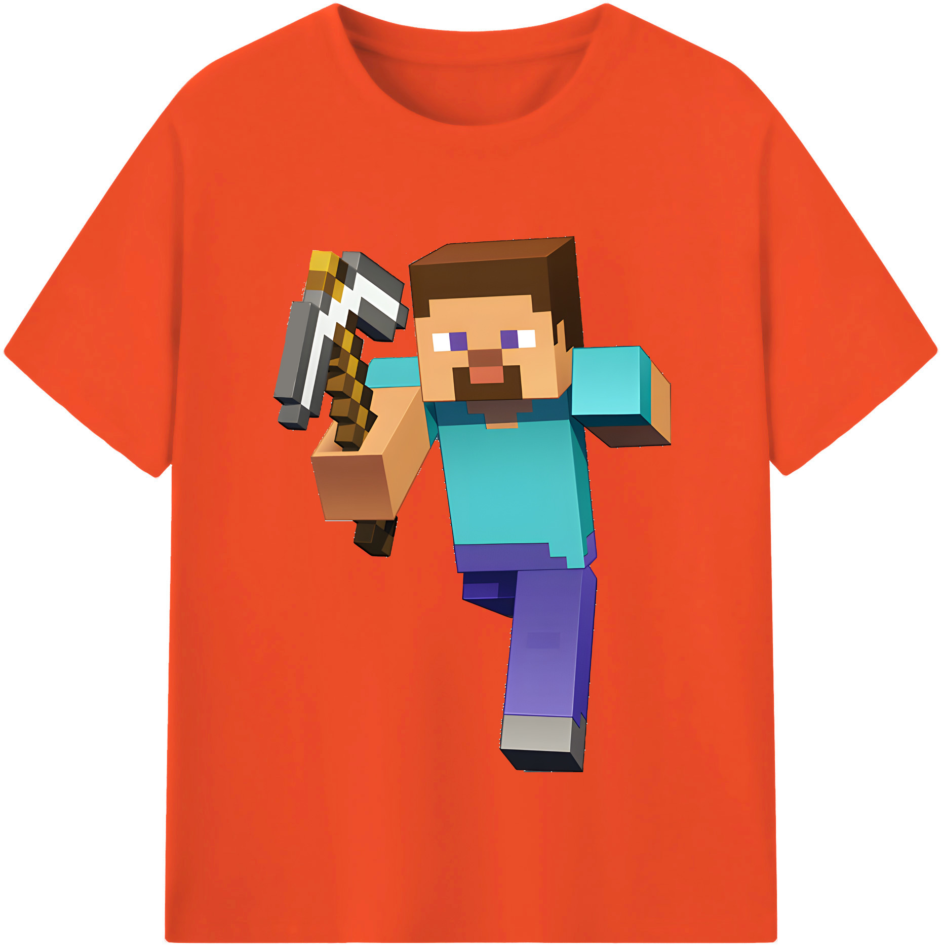 （画像用） マインクラフト ブロックの世界 Minecraft MC Block world 綿100％半袖Tシャツ（フロントプリント）