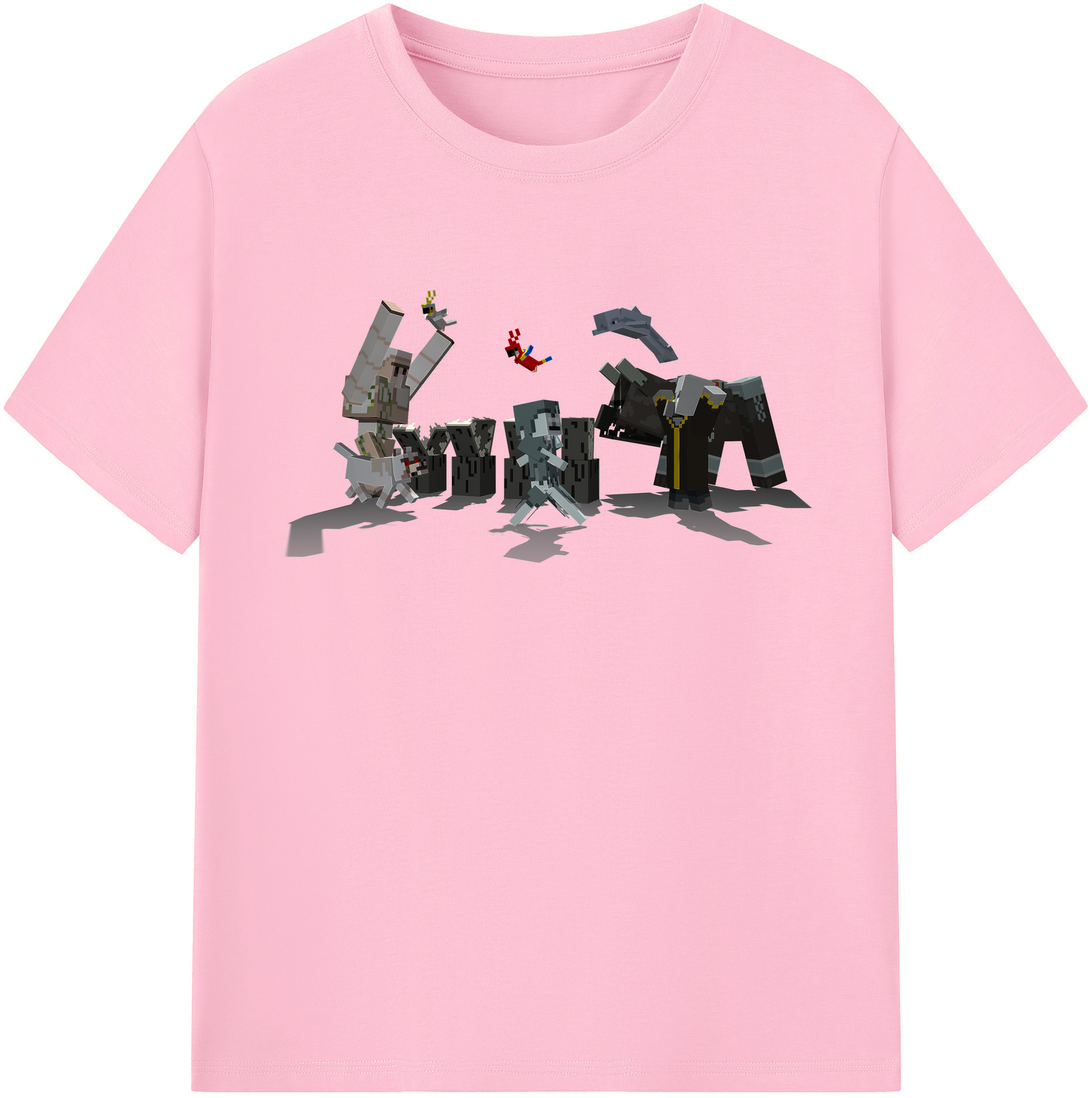 （画像用） マインクラフト ブロックの世界 Minecraft MC Block world 綿100％半袖Tシャツ（フロントプリント）
