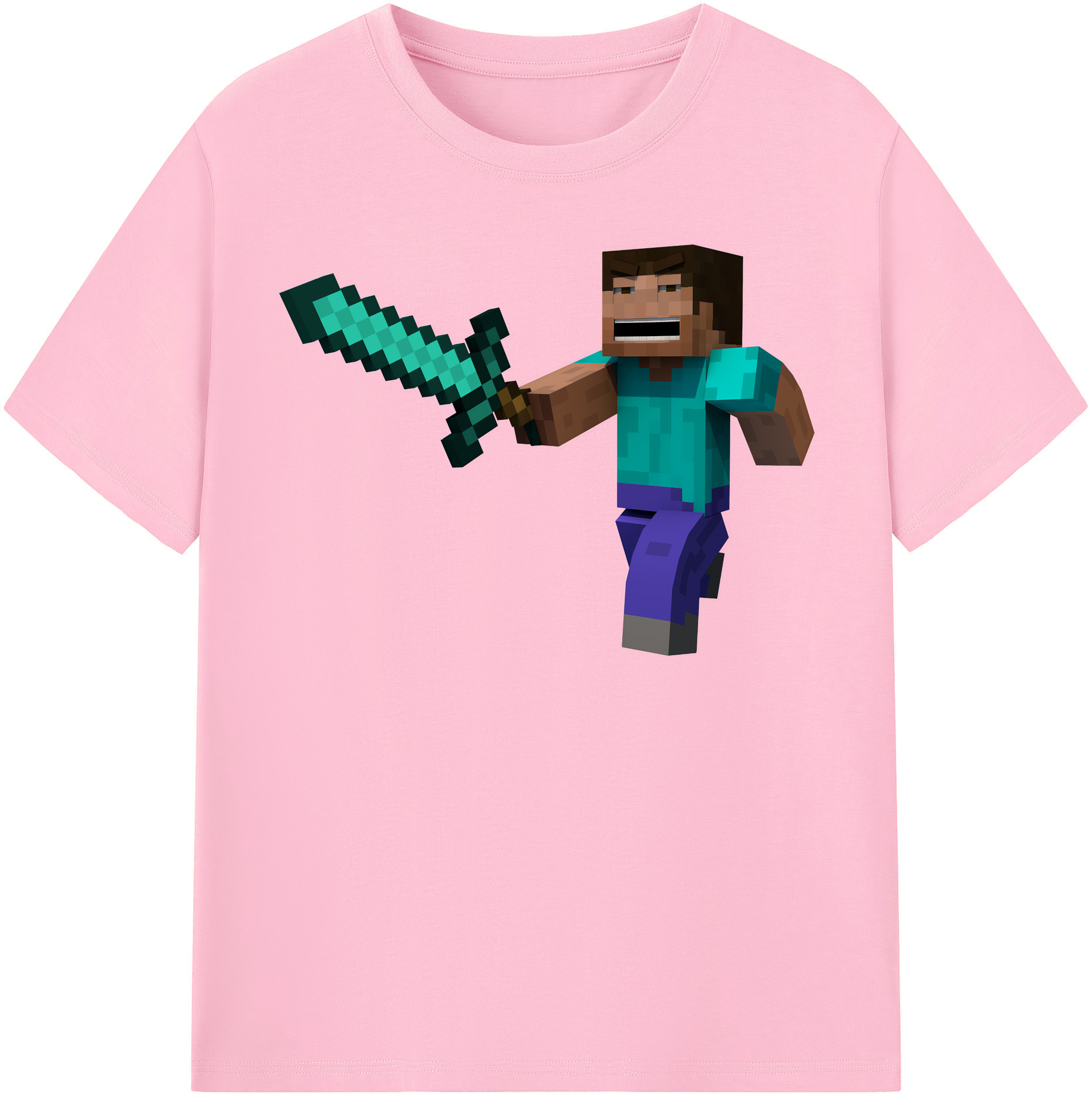 （画像用） マインクラフト ブロックの世界 Minecraft MC Block world 綿100％半袖Tシャツ（フロントプリント）