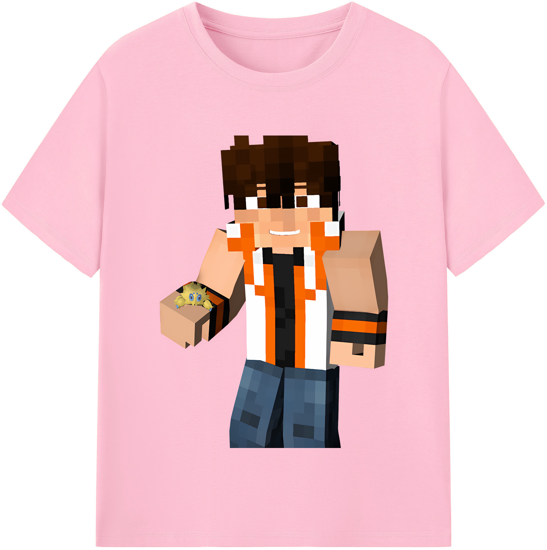 （画像用） マインクラフト ブロックの世界 Minecraft MC Block world 綿100％半袖Tシャツ（フロントプリント）