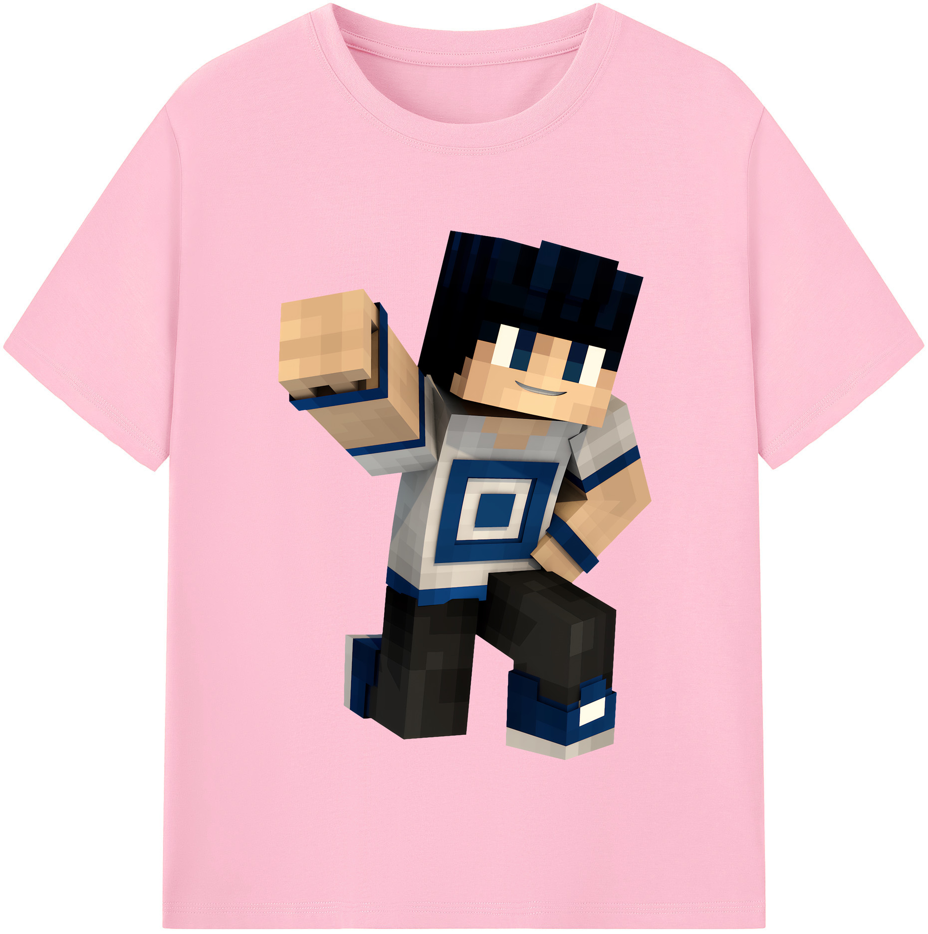 （画像用） マインクラフト ブロックの世界 Minecraft MC Block world 綿100％半袖Tシャツ（フロントプリント）