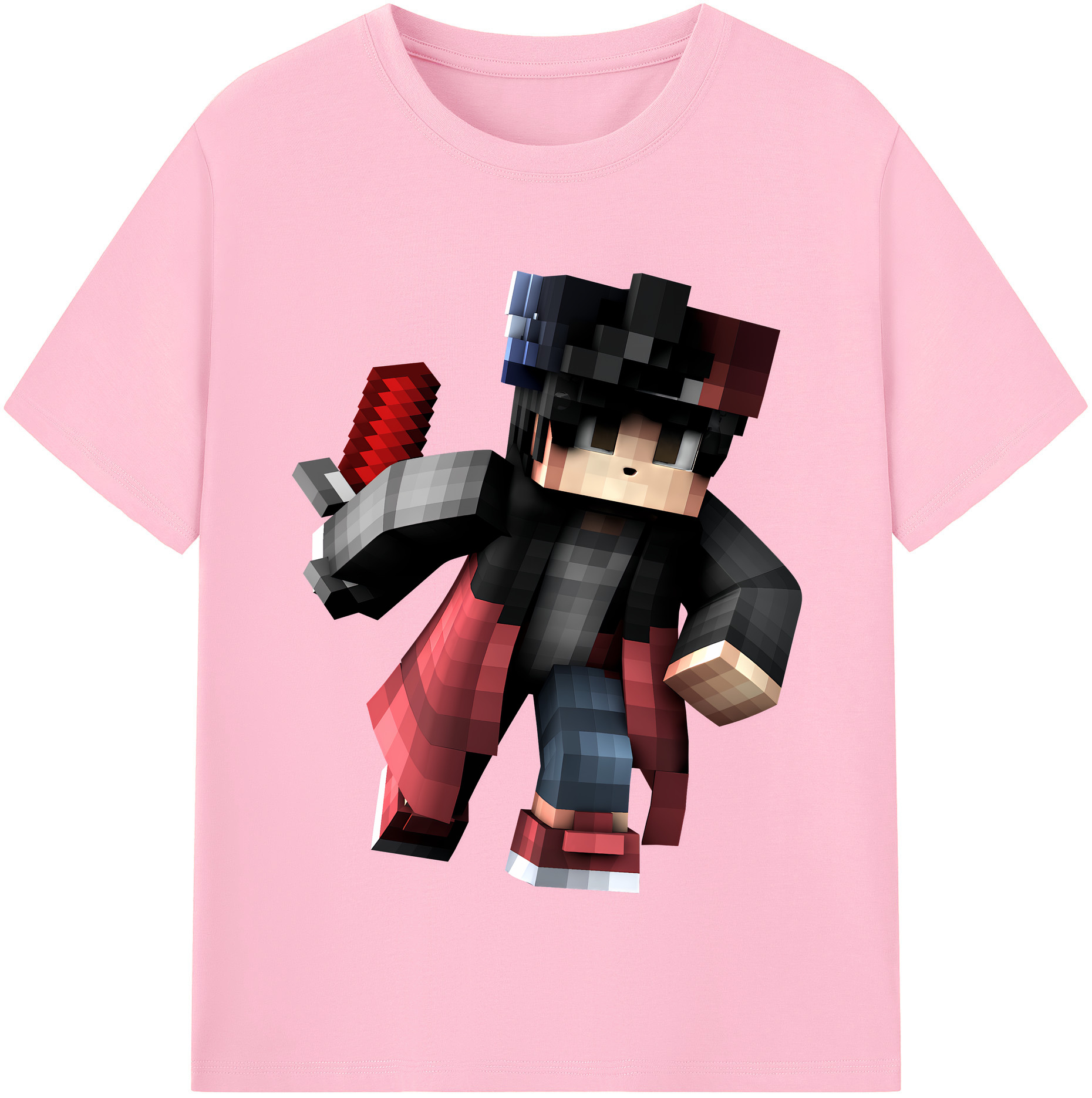 （画像用） マインクラフト ブロックの世界 Minecraft MC Block world 綿100％半袖Tシャツ（フロントプリント）