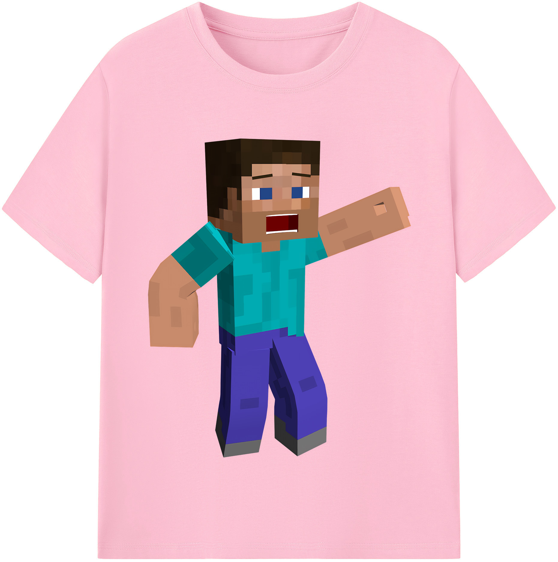 （画像用） マインクラフト ブロックの世界 Minecraft MC Block world 綿100％半袖Tシャツ（フロントプリント）