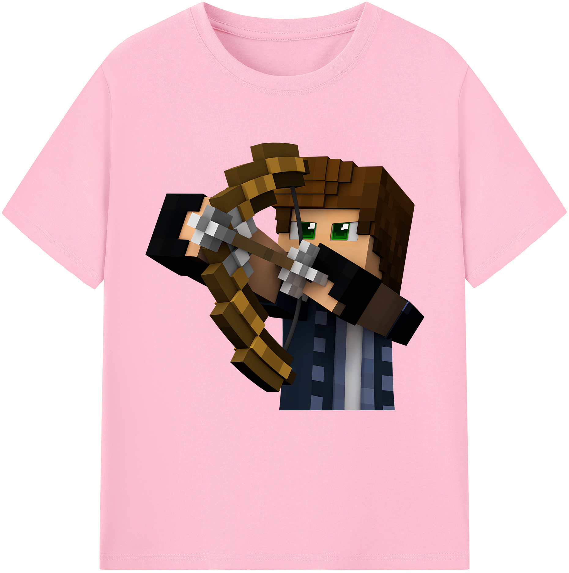 （画像用） マインクラフト ブロックの世界 Minecraft MC Block world 綿100％半袖Tシャツ（フロントプリント）