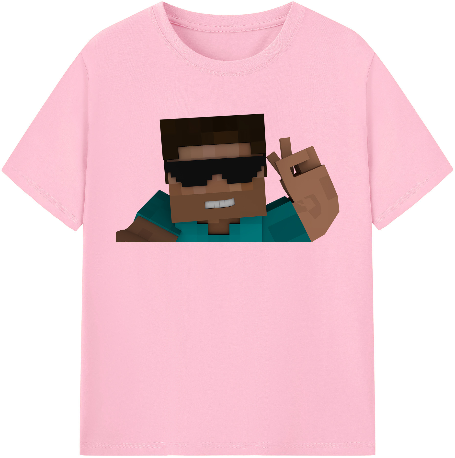 （画像用） マインクラフト ブロックの世界 Minecraft MC Block world 綿100％半袖Tシャツ（フロントプリント）