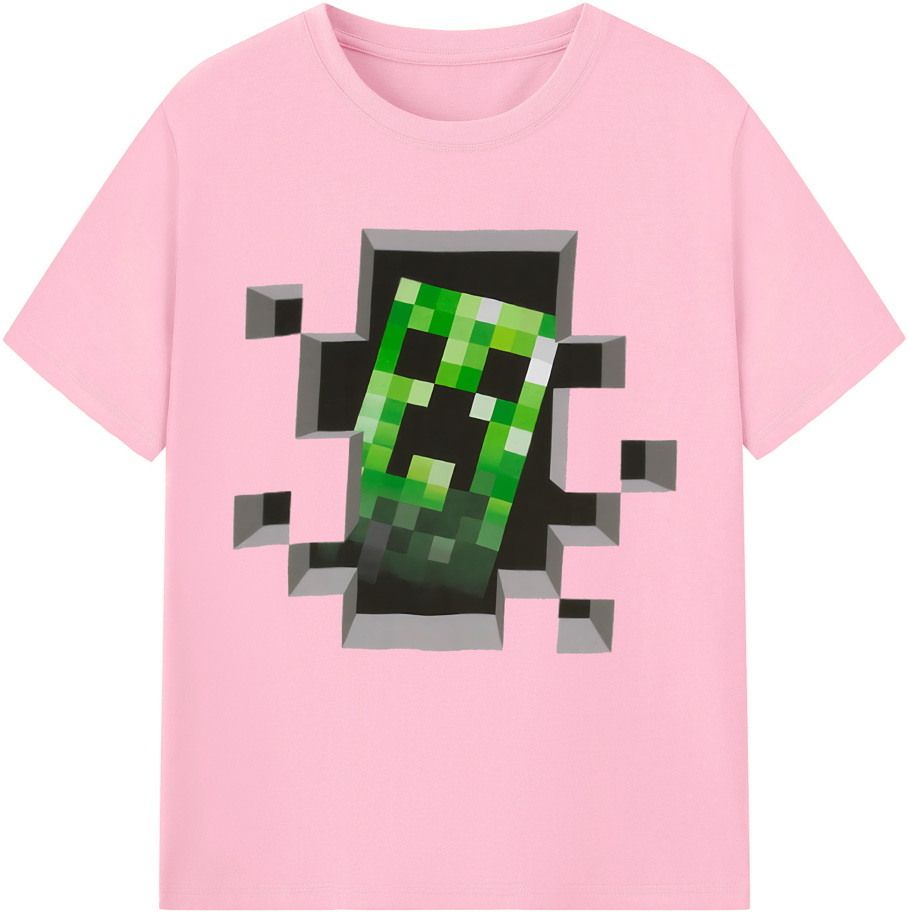 （画像用） マインクラフト ブロックの世界 Minecraft MC Block world 綿100％半袖Tシャツ（フロントプリント）