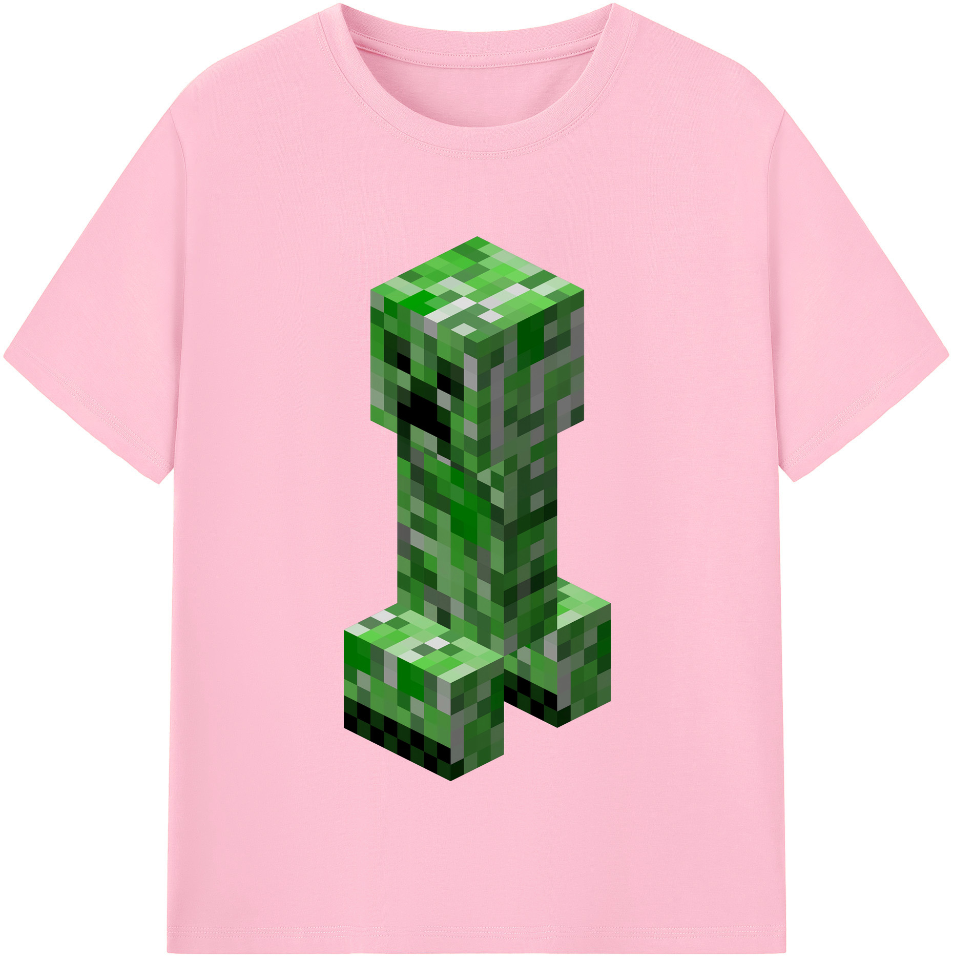 （画像用） マインクラフト ブロックの世界 Minecraft MC Block world 綿100％半袖Tシャツ（フロントプリント）