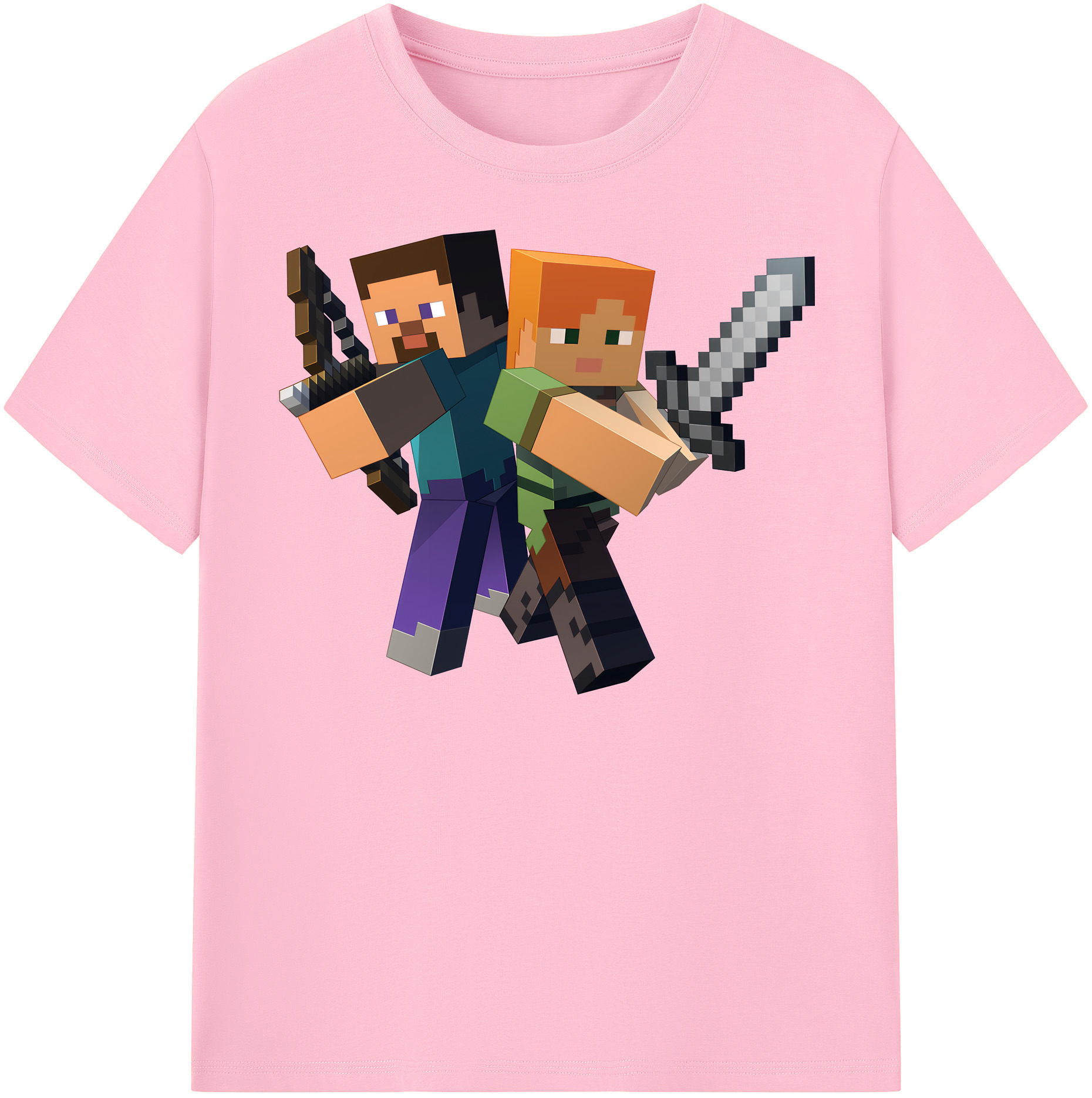 （画像用） マインクラフト ブロックの世界 Minecraft MC Block world 綿100％半袖Tシャツ（フロントプリント）
