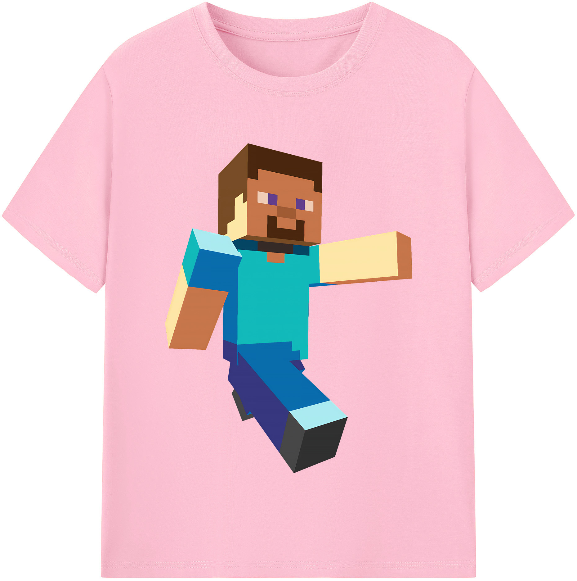 （画像用） マインクラフト ブロックの世界 Minecraft MC Block world 綿100％半袖Tシャツ（フロントプリント）