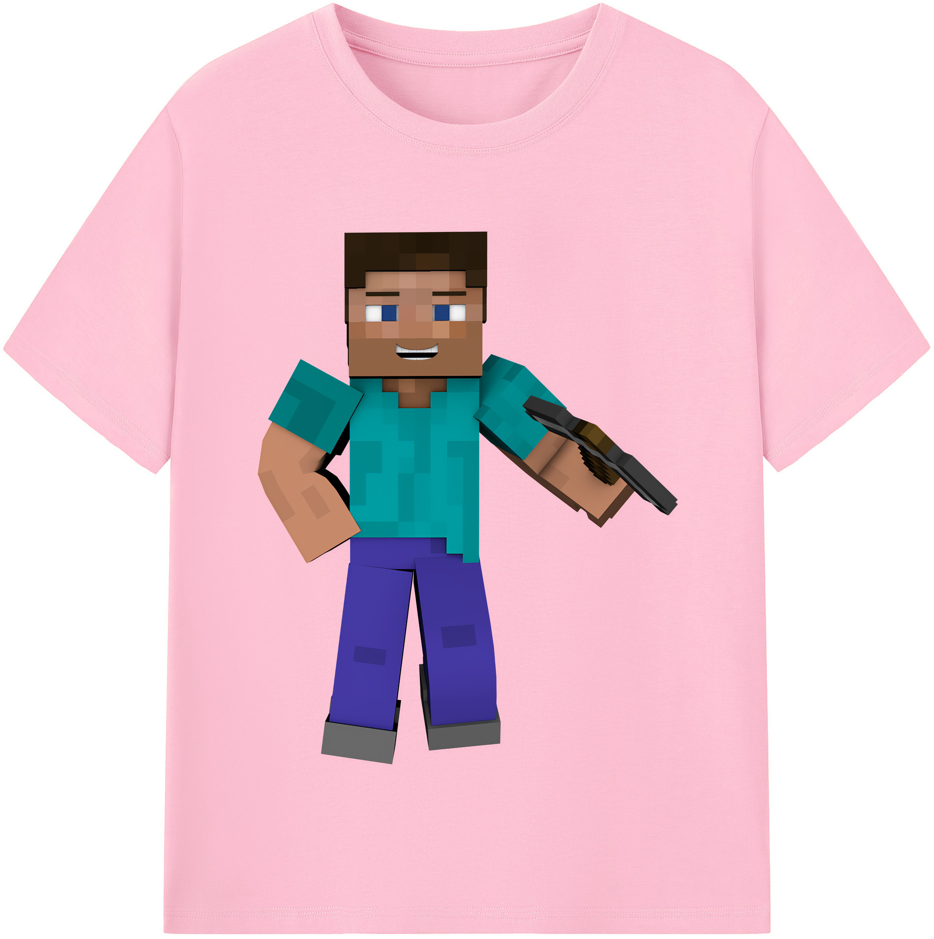 （画像用） マインクラフト ブロックの世界 Minecraft MC Block world 綿100％半袖Tシャツ（フロントプリント）