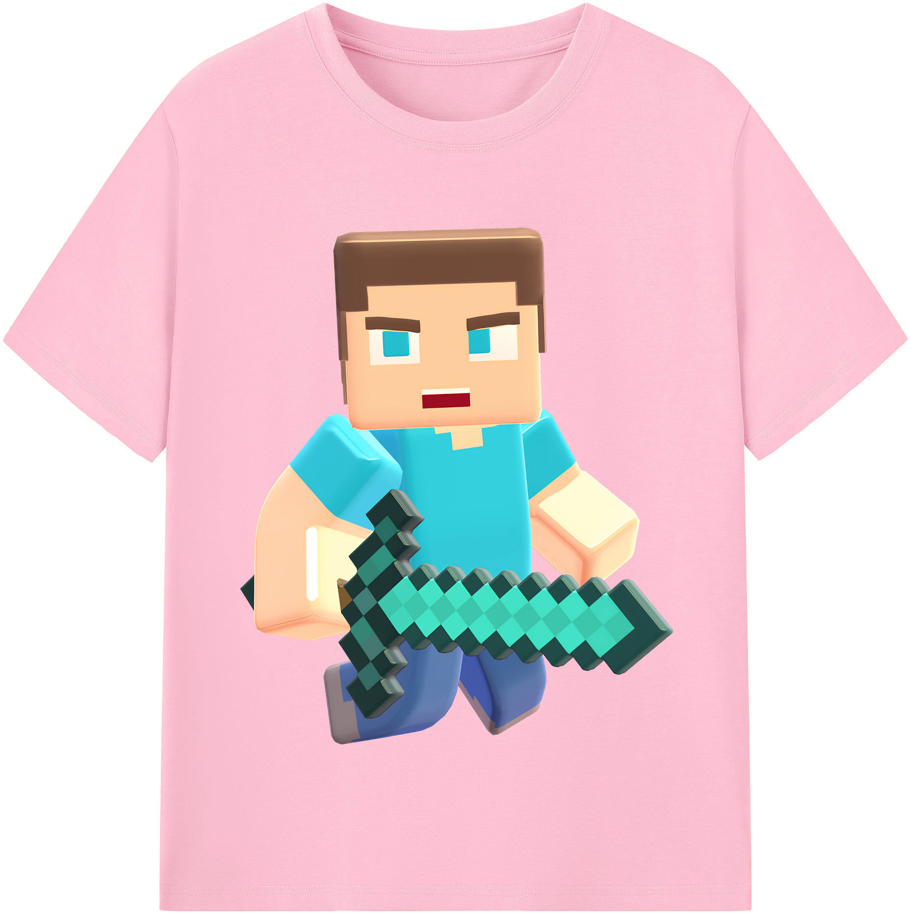 （画像用） マインクラフト ブロックの世界 Minecraft MC Block world 綿100％半袖Tシャツ（フロントプリント）