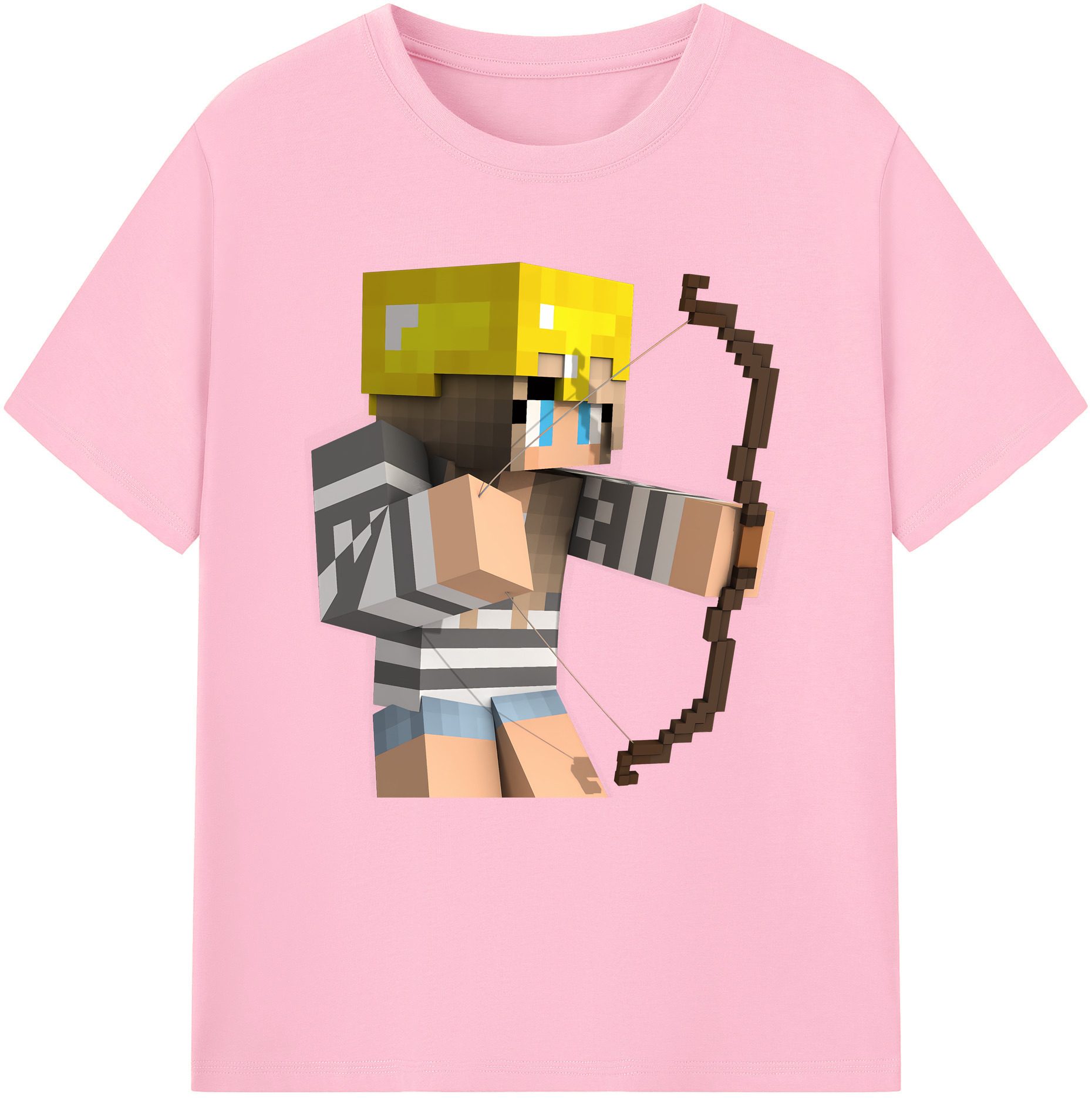 （画像用） マインクラフト ブロックの世界 Minecraft MC Block world 綿100％半袖Tシャツ（フロントプリント）