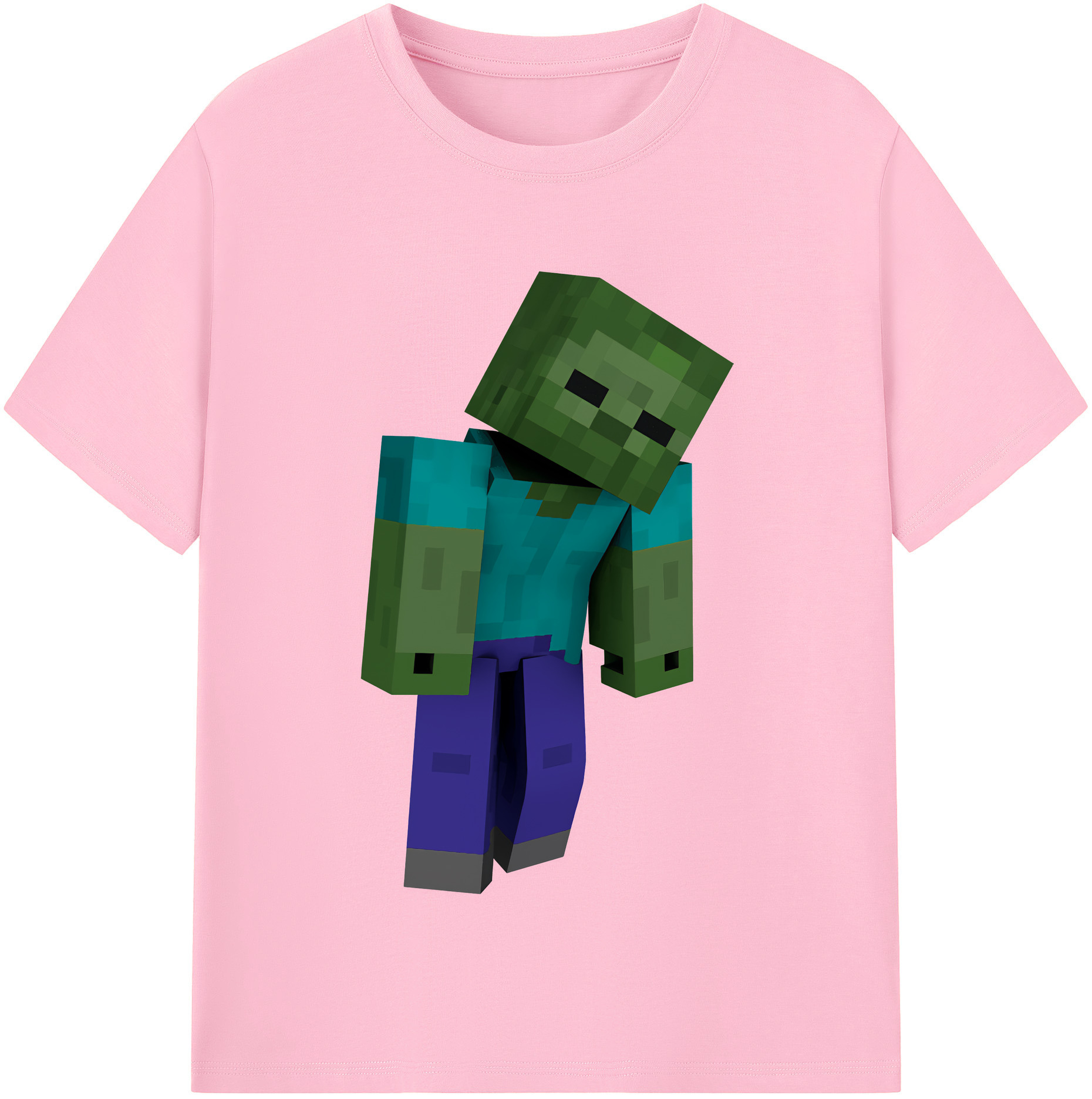 （画像用） マインクラフト ブロックの世界 Minecraft MC Block world 綿100％半袖Tシャツ（フロントプリント）