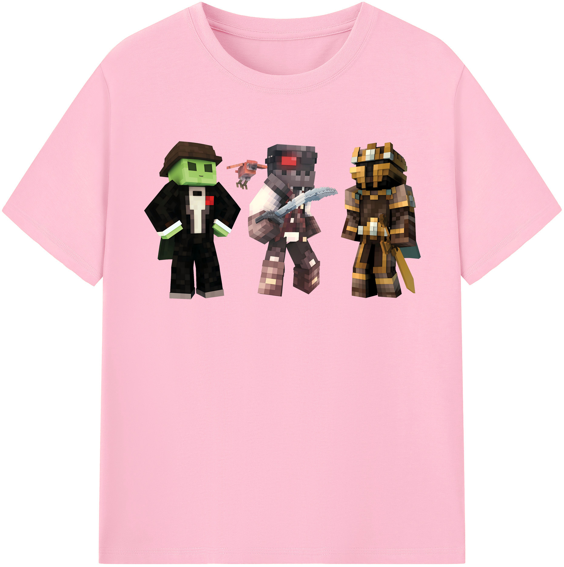 （画像用） マインクラフト ブロックの世界 Minecraft MC Block world 綿100％半袖Tシャツ（フロントプリント）