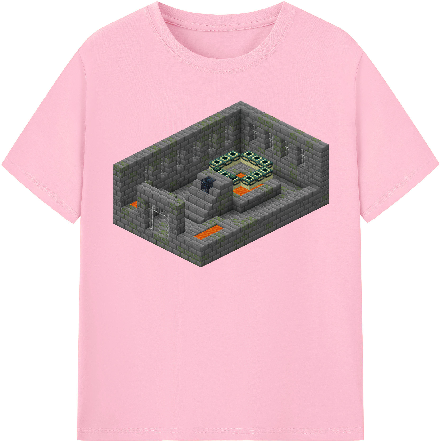 （画像用） マインクラフト ブロックの世界 Minecraft MC Block world 綿100％半袖Tシャツ（フロントプリント）
