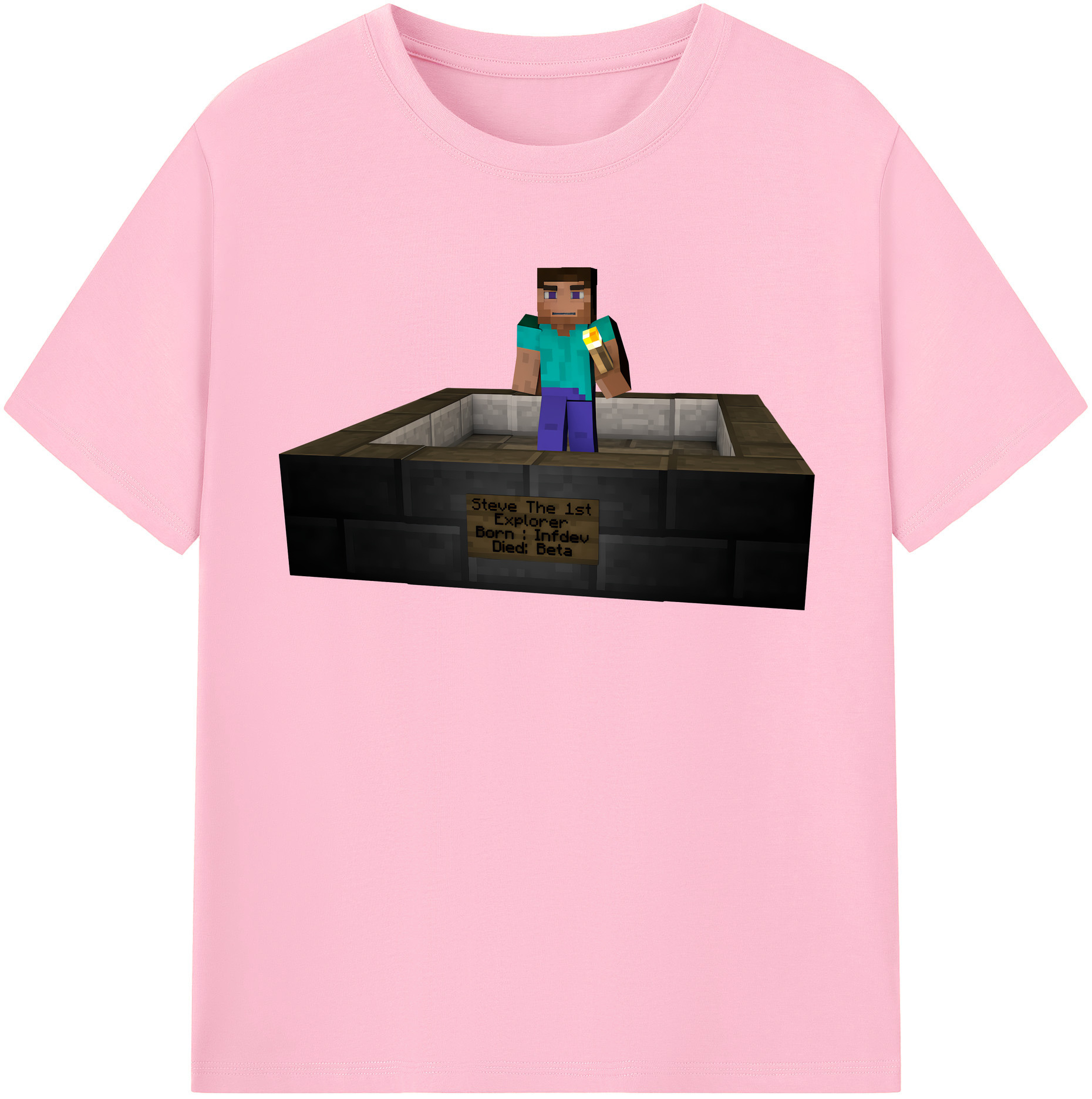 （画像用） マインクラフト ブロックの世界 Minecraft MC Block world 綿100％半袖Tシャツ（フロントプリント）