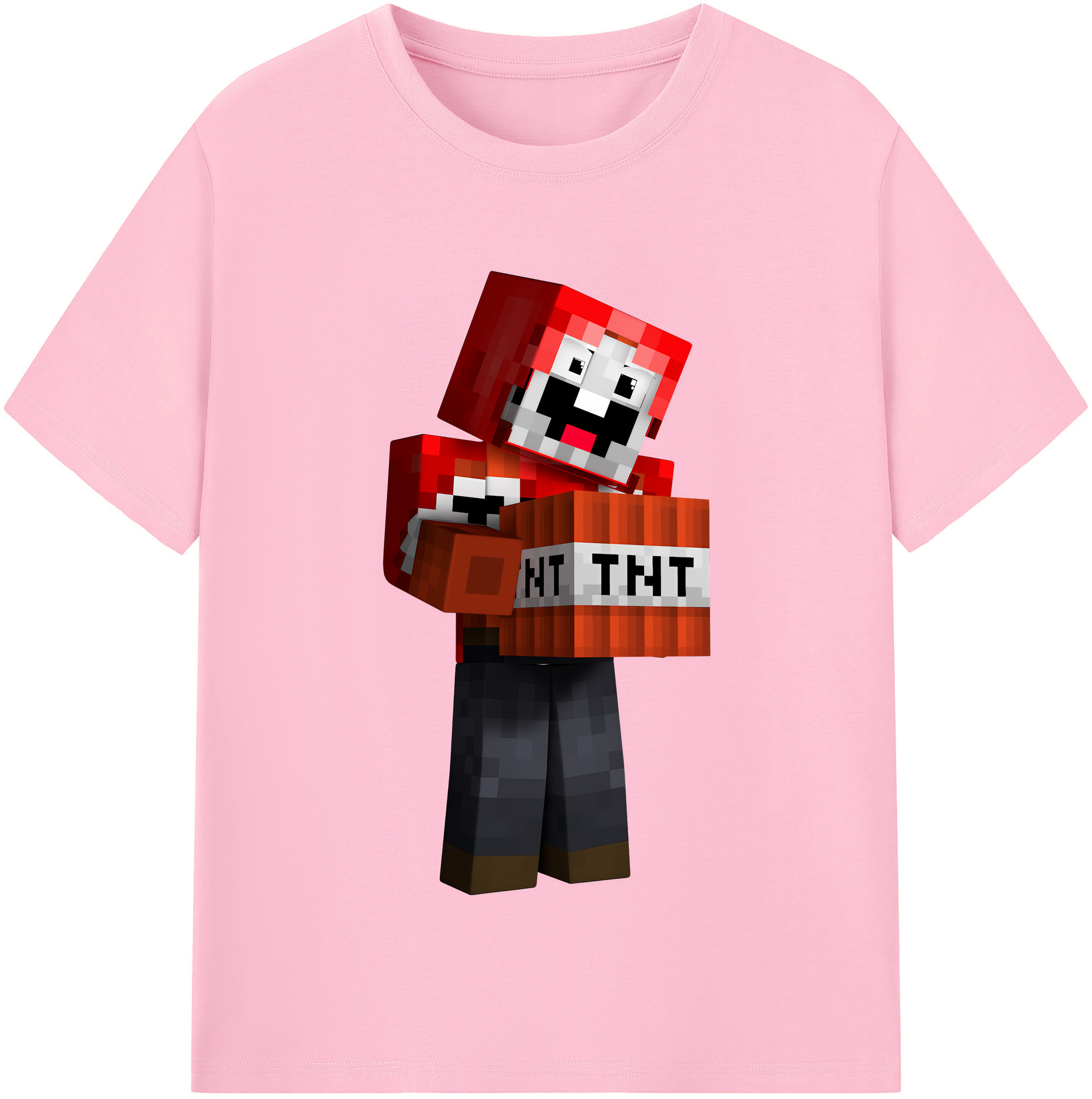 （画像用） マインクラフト ブロックの世界 Minecraft MC Block world 綿100％半袖Tシャツ（フロントプリント）
