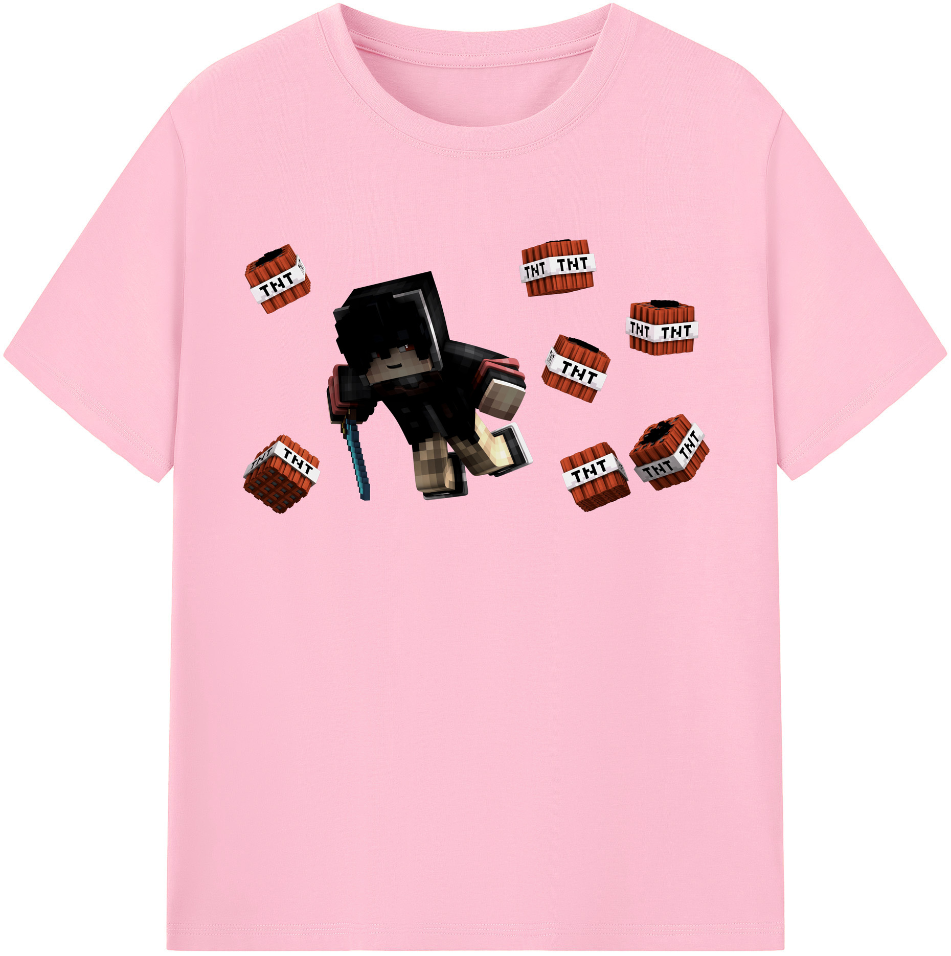 （画像用） マインクラフト ブロックの世界 Minecraft MC Block world 綿100％半袖Tシャツ（フロントプリント）