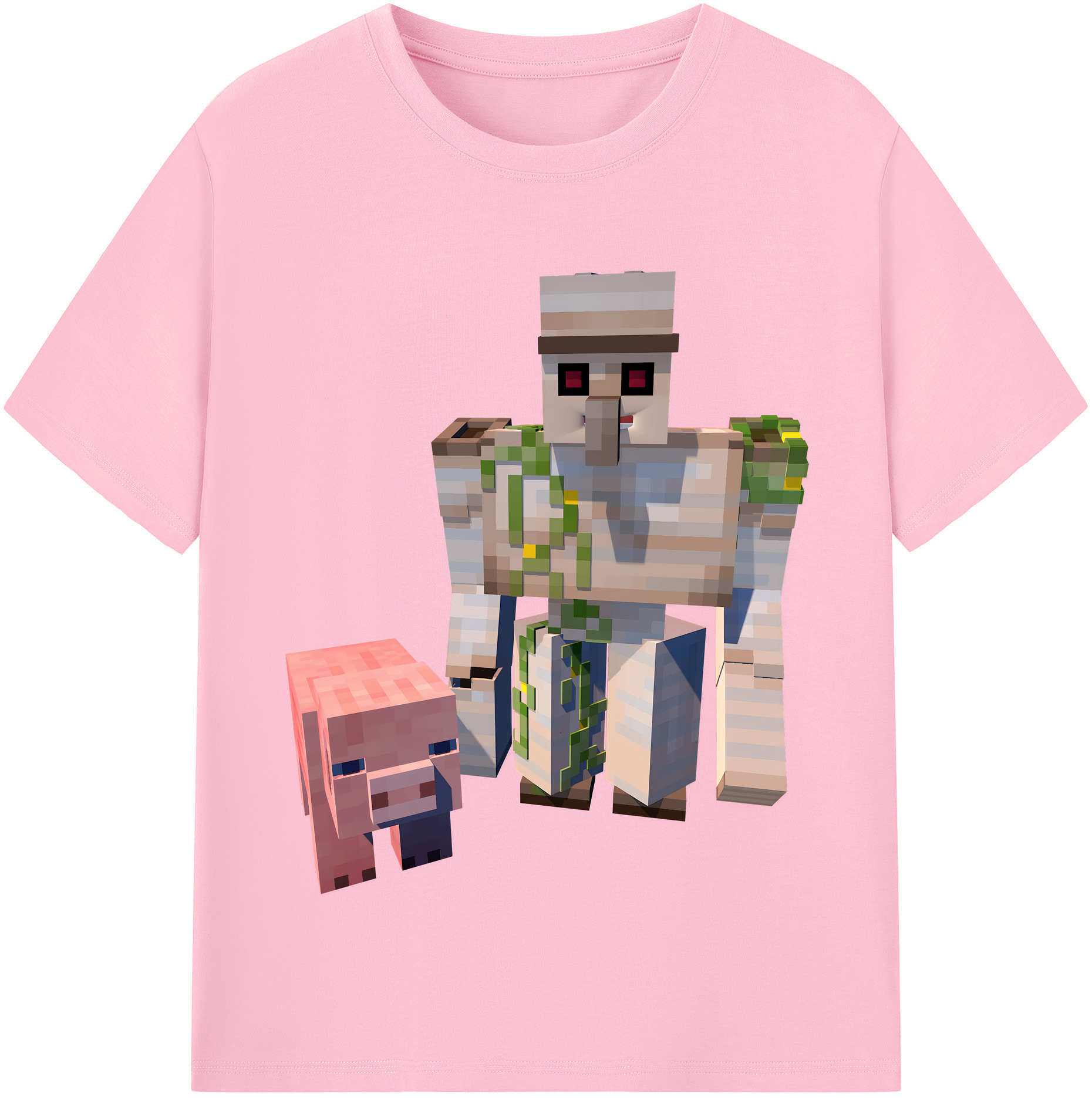 （画像用） マインクラフト ブロックの世界 Minecraft MC Block world 綿100％半袖Tシャツ（フロントプリント）