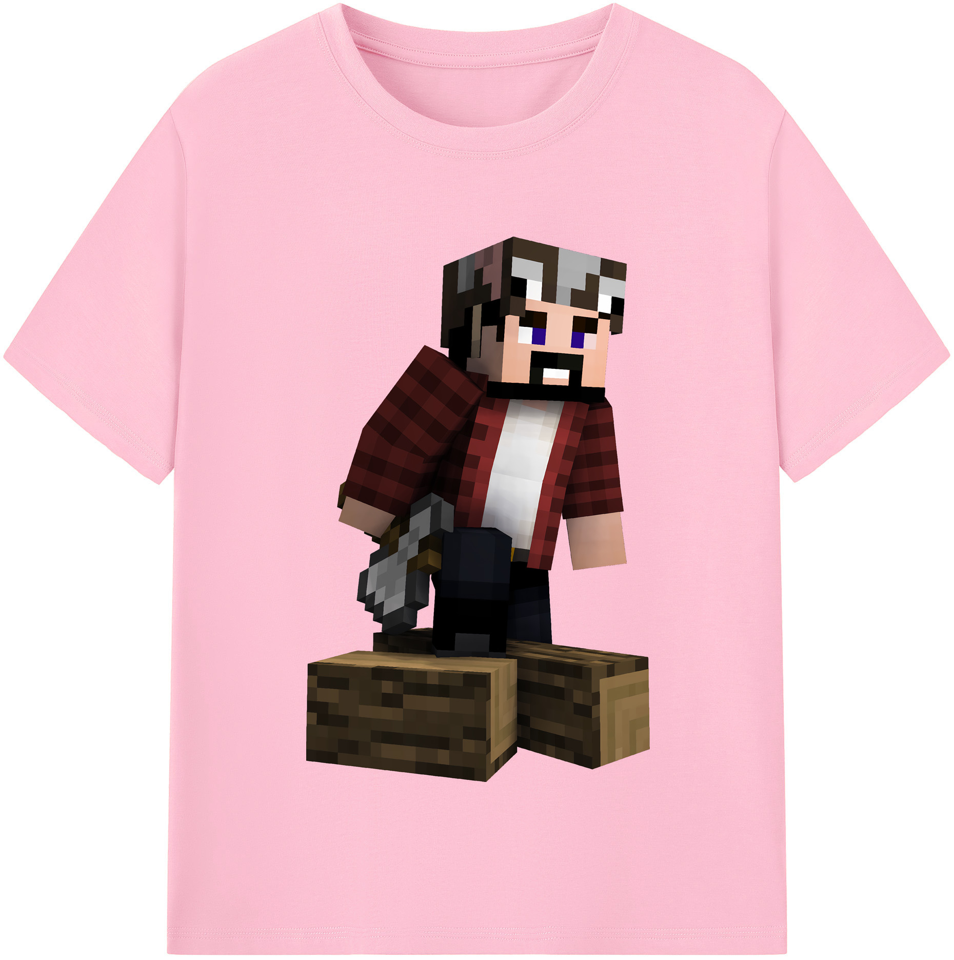 （画像用） マインクラフト ブロックの世界 Minecraft MC Block world 綿100％半袖Tシャツ（フロントプリント）
