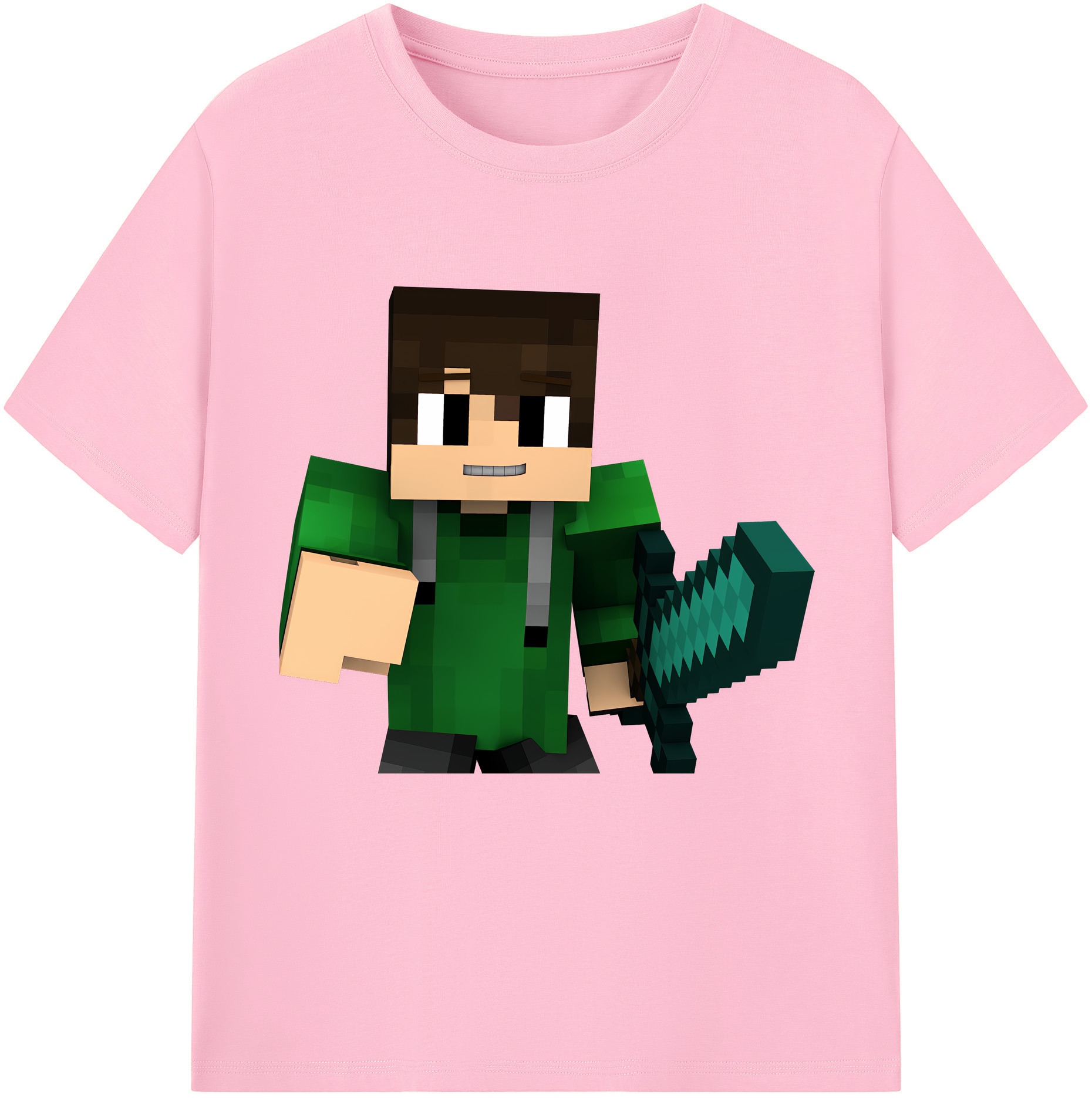 （画像用） マインクラフト ブロックの世界 Minecraft MC Block world 綿100％半袖Tシャツ（フロントプリント）