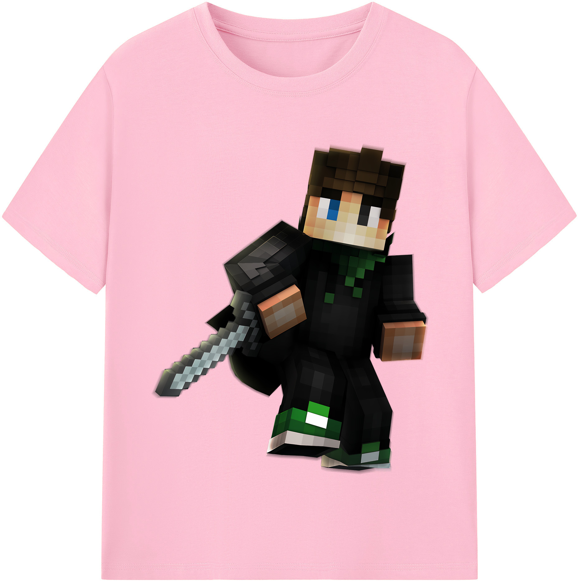 （画像用） マインクラフト ブロックの世界 Minecraft MC Block world 綿100％半袖Tシャツ（フロントプリント）