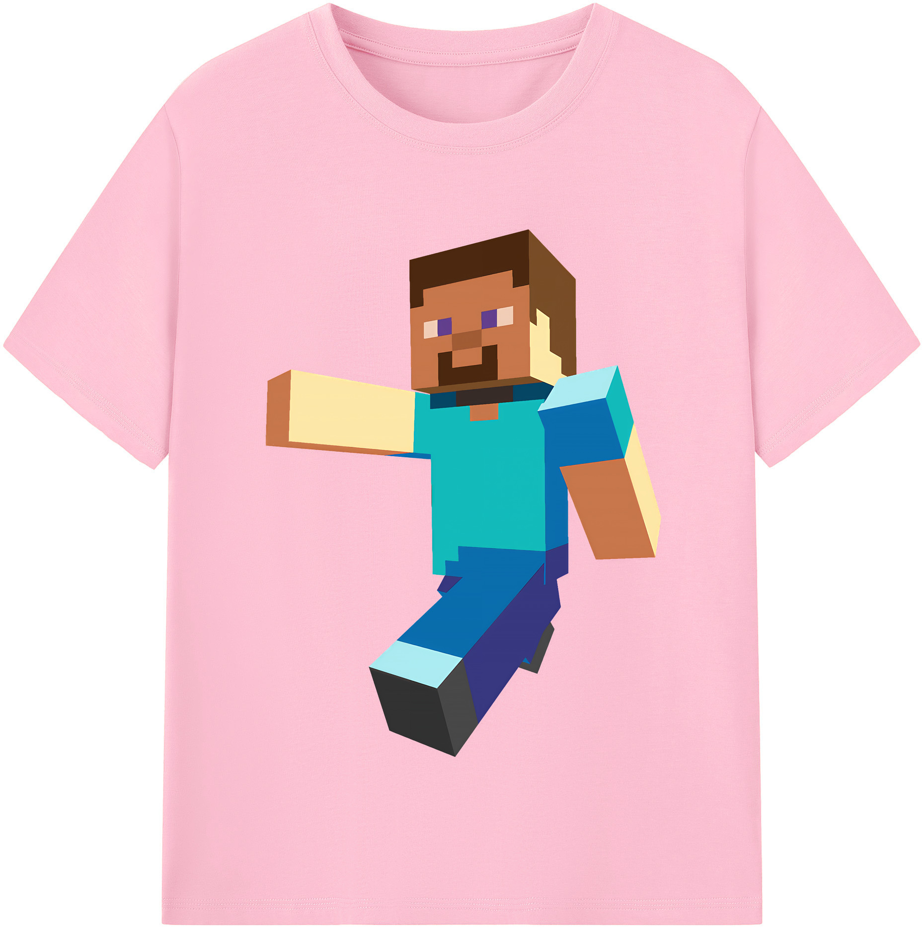 （画像用） マインクラフト ブロックの世界 Minecraft MC Block world 綿100％半袖Tシャツ（フロントプリント）