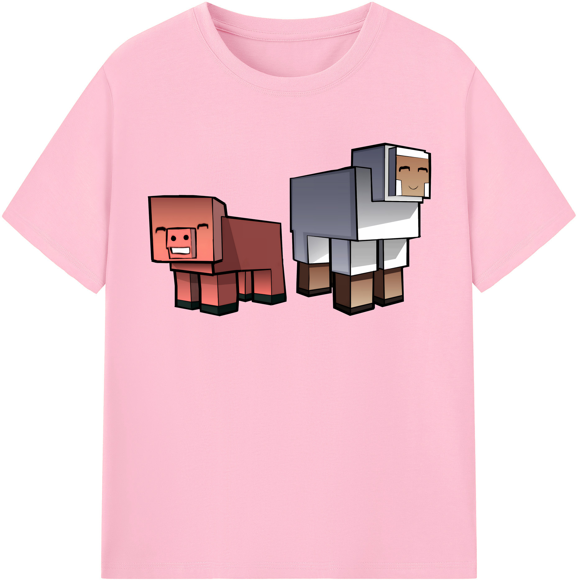 （画像用） マインクラフト ブロックの世界 Minecraft MC Block world 綿100％半袖Tシャツ（フロントプリント）