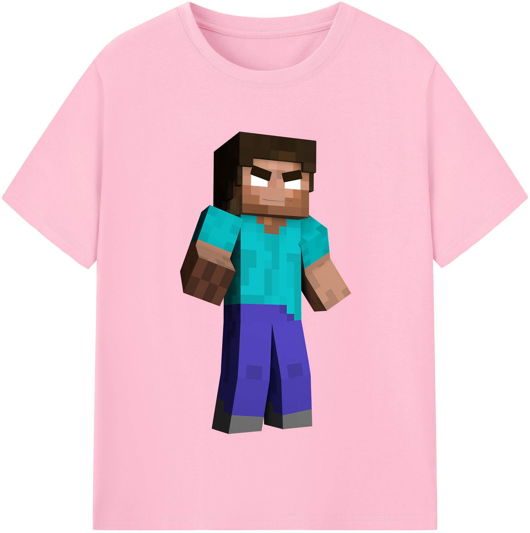 （画像用） マインクラフト ブロックの世界 Minecraft MC Block world 綿100％半袖Tシャツ（フロントプリント）