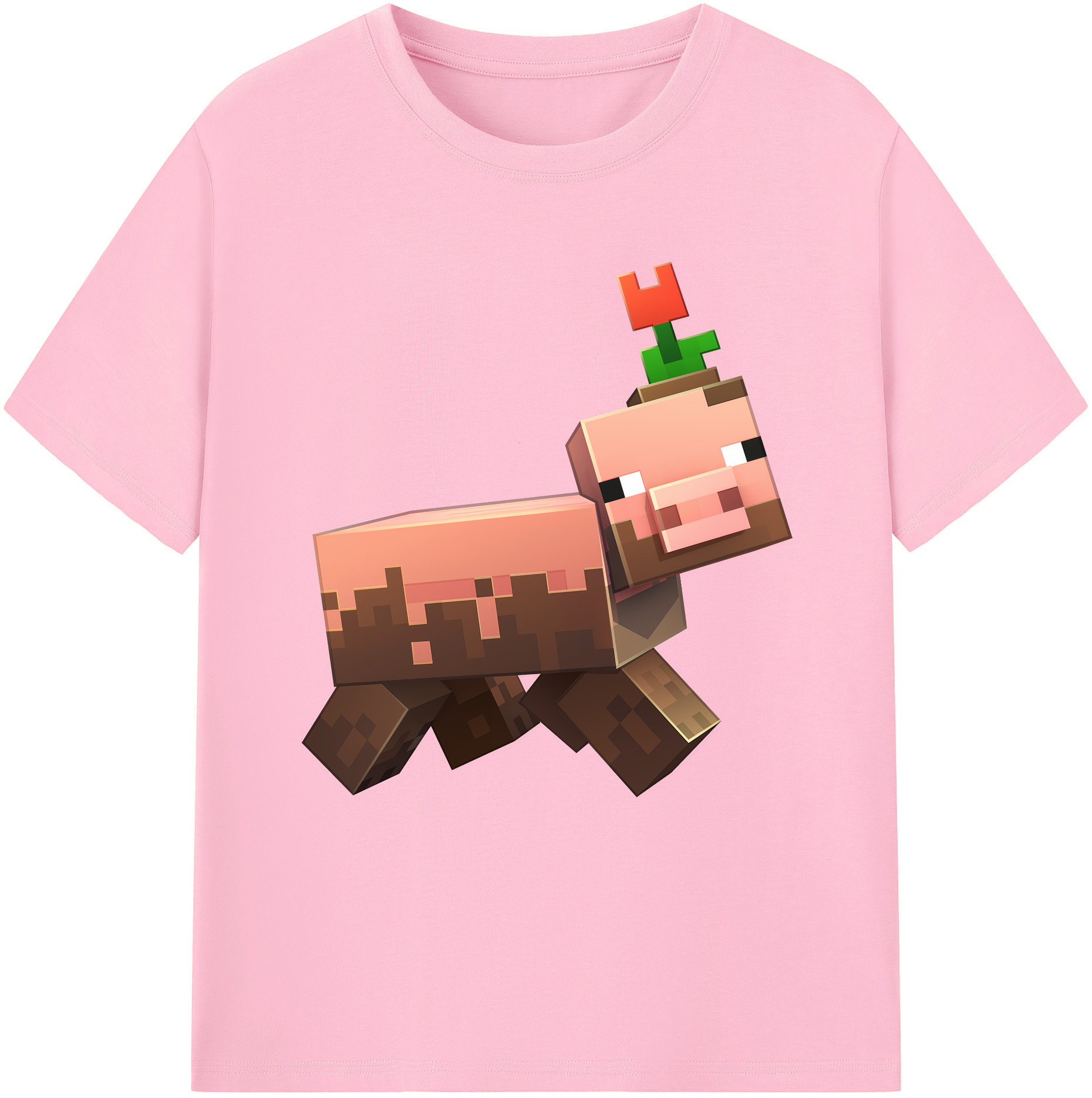 （画像用） マインクラフト ブロックの世界 Minecraft MC Block world 綿100％半袖Tシャツ（フロントプリント）
