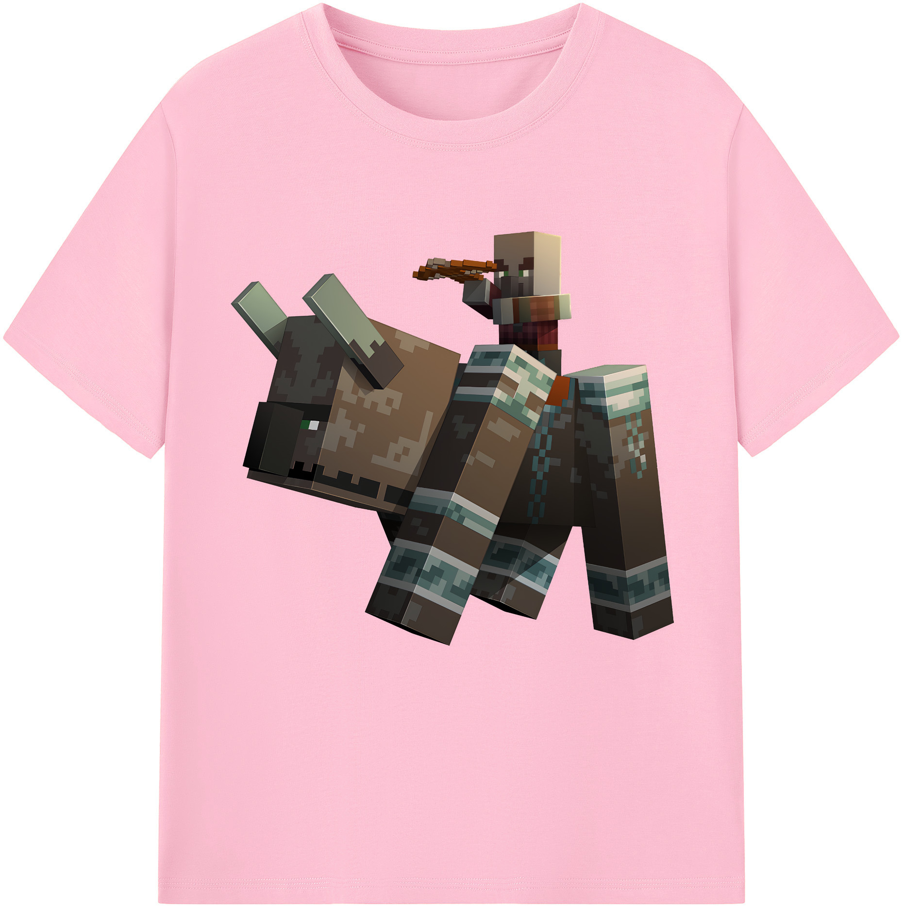 （画像用） マインクラフト ブロックの世界 Minecraft MC Block world 綿100％半袖Tシャツ（フロントプリント）