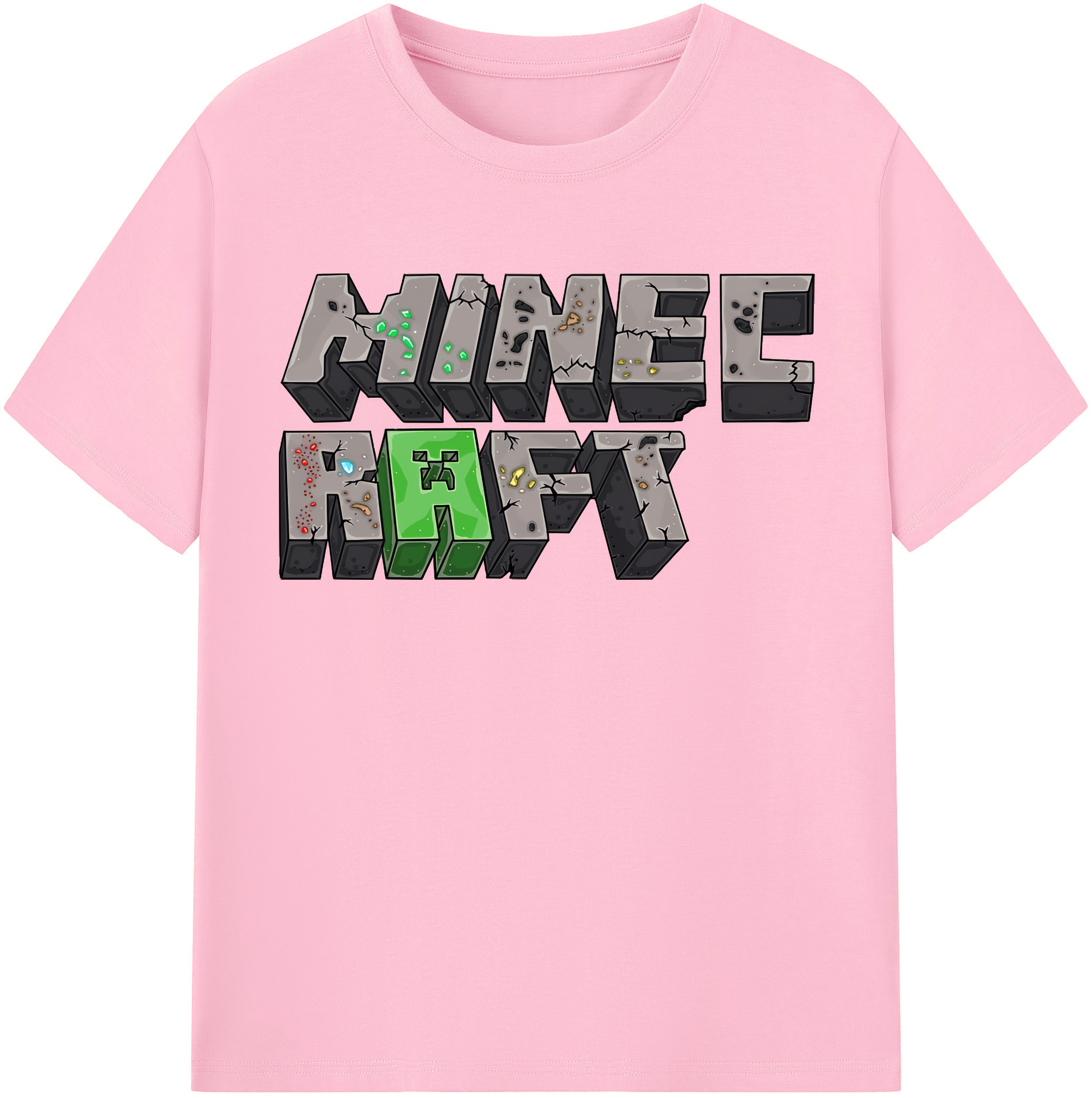 （画像用） マインクラフト ブロックの世界 Minecraft MC Block world 綿100％半袖Tシャツ（フロントプリント）