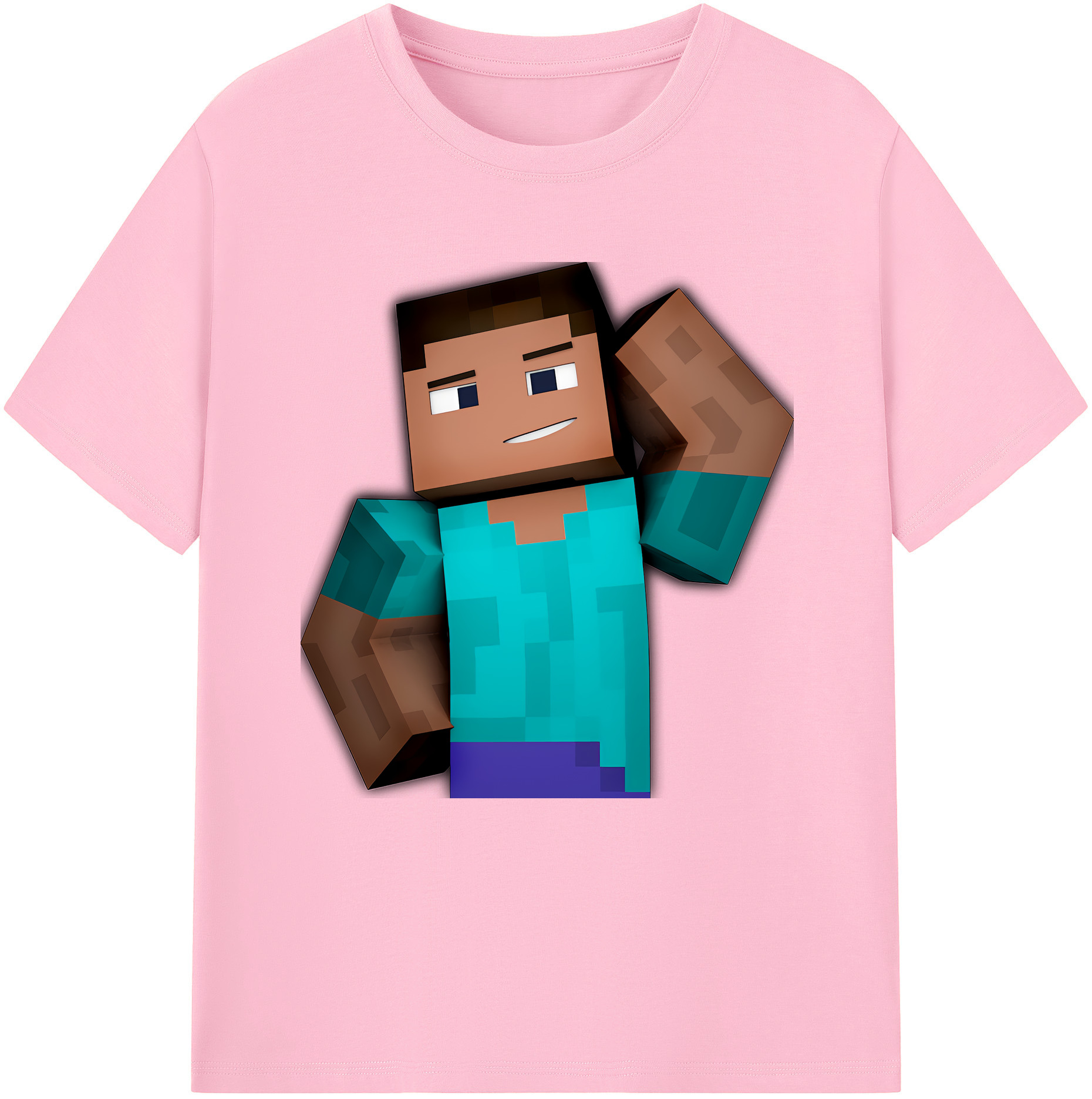 （画像用） マインクラフト ブロックの世界 Minecraft MC Block world 綿100％半袖Tシャツ（フロントプリント）