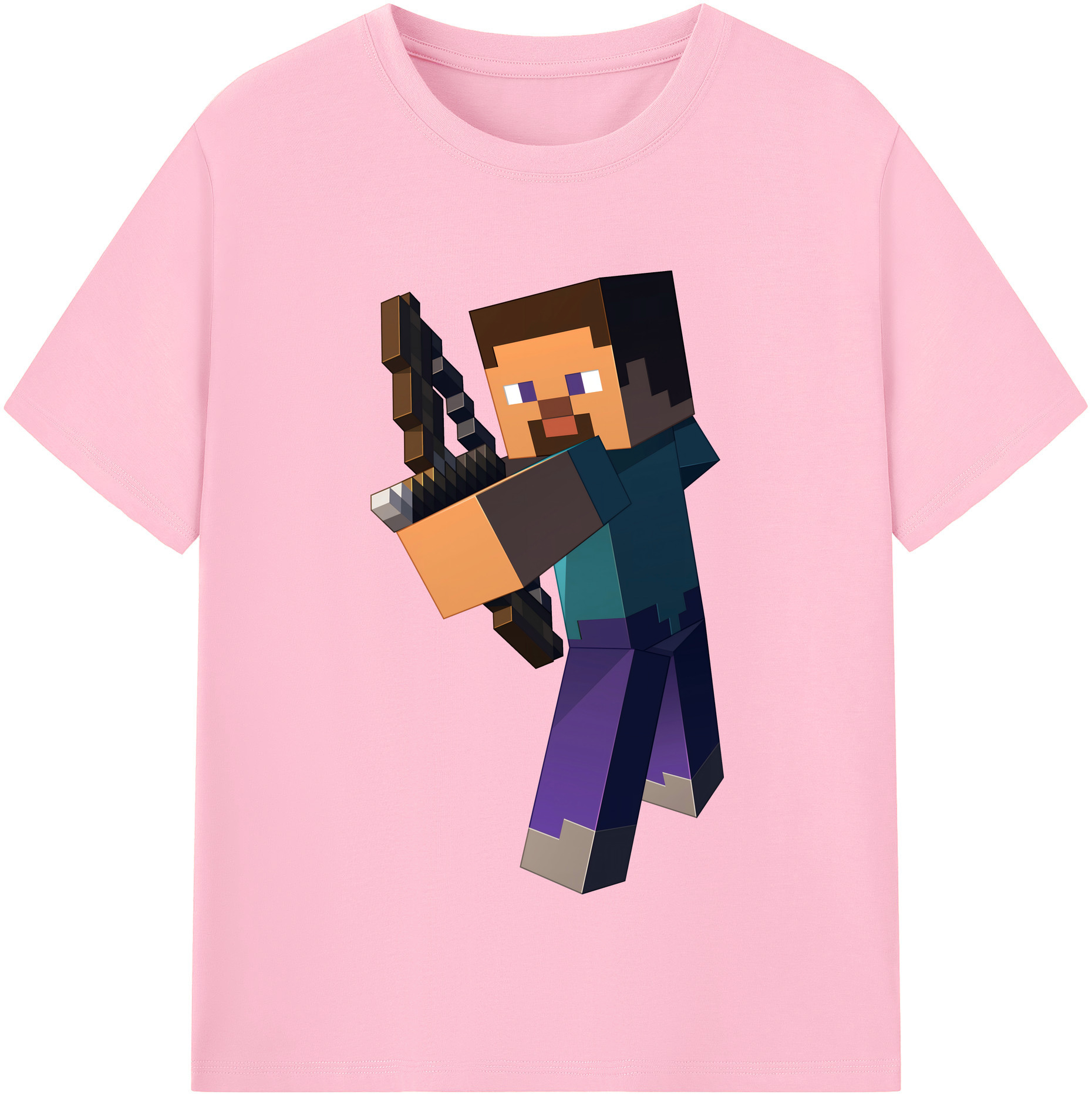 （画像用） マインクラフト ブロックの世界 Minecraft MC Block world 綿100％半袖Tシャツ（フロントプリント）