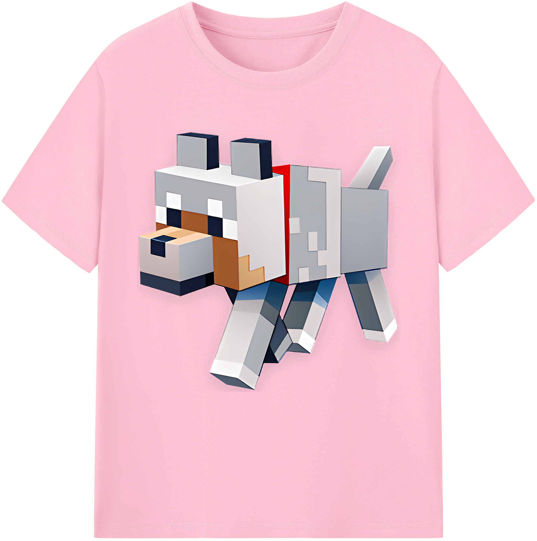 （画像用） マインクラフト ブロックの世界 Minecraft MC Block world 綿100％半袖Tシャツ（フロントプリント）