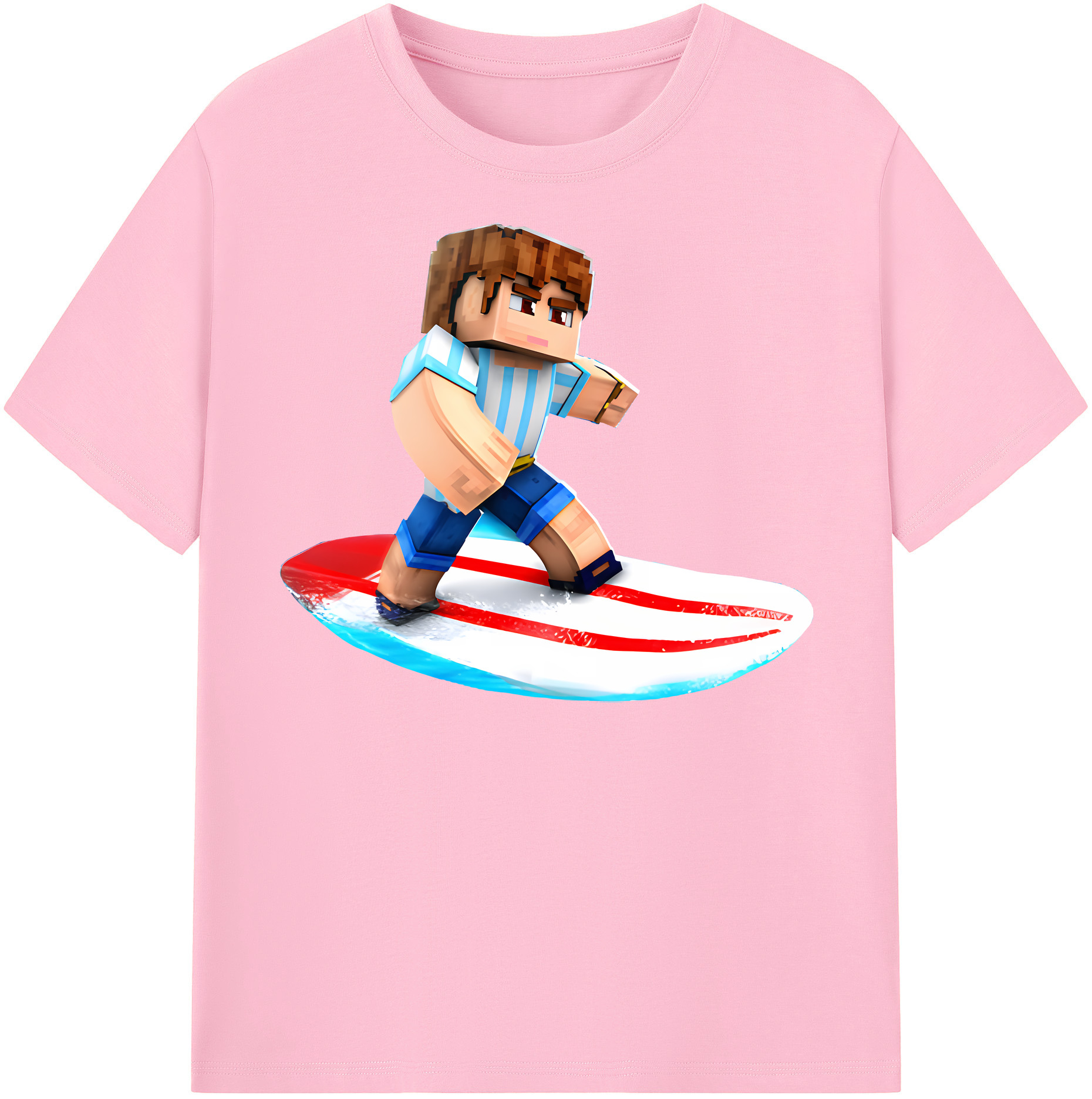 （画像用） マインクラフト ブロックの世界 Minecraft MC Block world 綿100％半袖Tシャツ（フロントプリント）