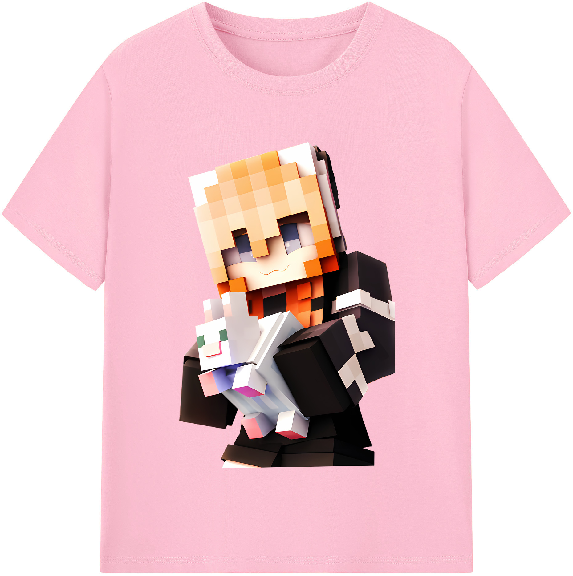 （画像用） マインクラフト ブロックの世界 Minecraft MC Block world 綿100％半袖Tシャツ（フロントプリント）