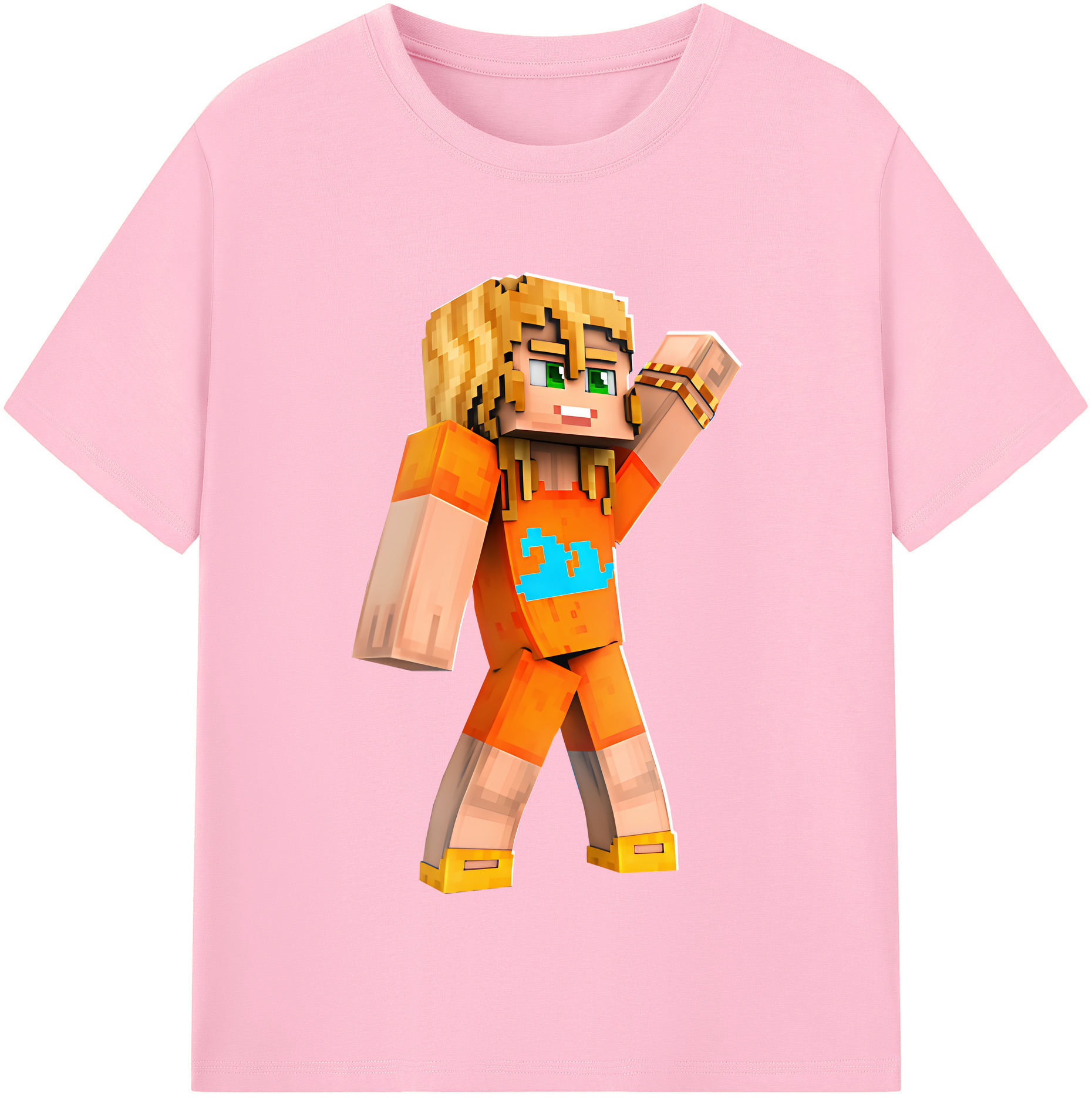 （画像用） マインクラフト ブロックの世界 Minecraft MC Block world 綿100％半袖Tシャツ（フロントプリント）