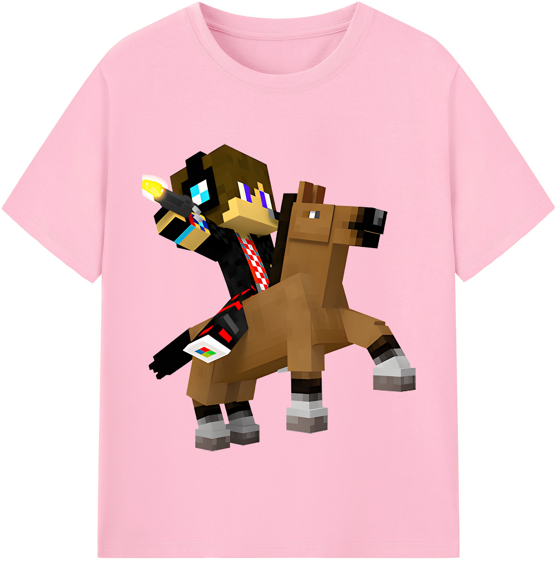 （画像用） マインクラフト ブロックの世界 Minecraft MC Block world 綿100％半袖Tシャツ（フロントプリント）